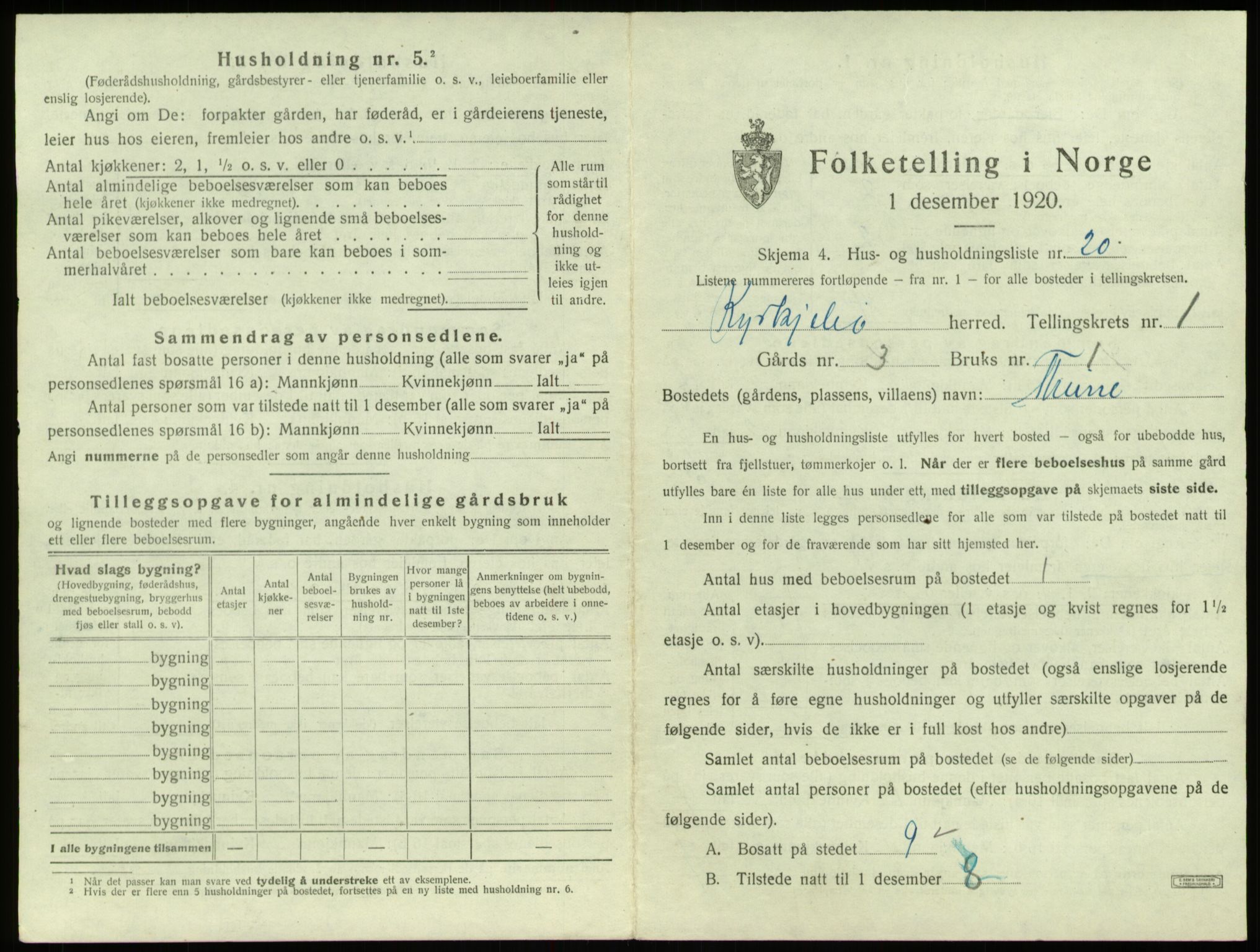 SAB, 1920 census for Kyrkjebø, 1920, p. 77