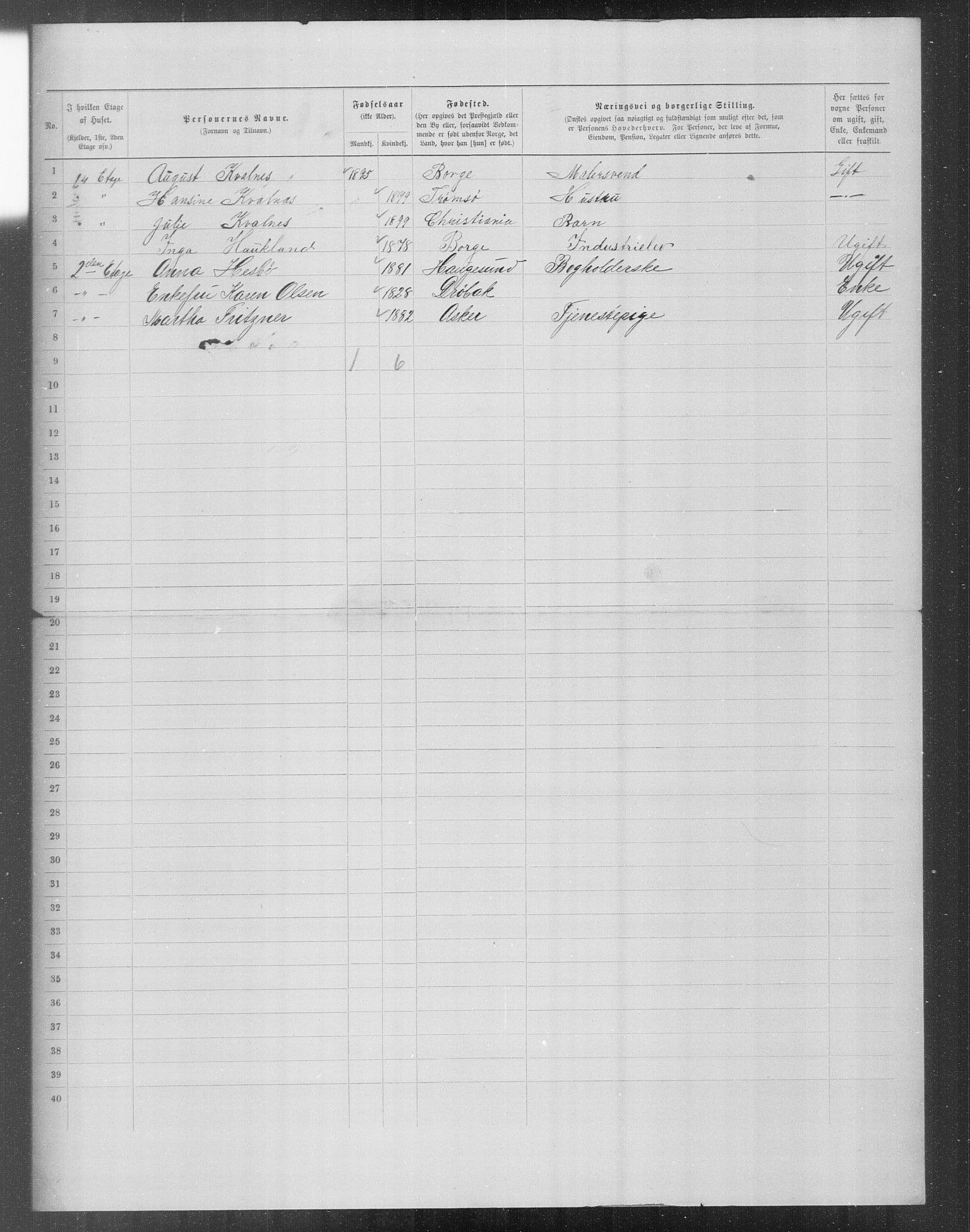 OBA, Municipal Census 1899 for Kristiania, 1899, p. 16479