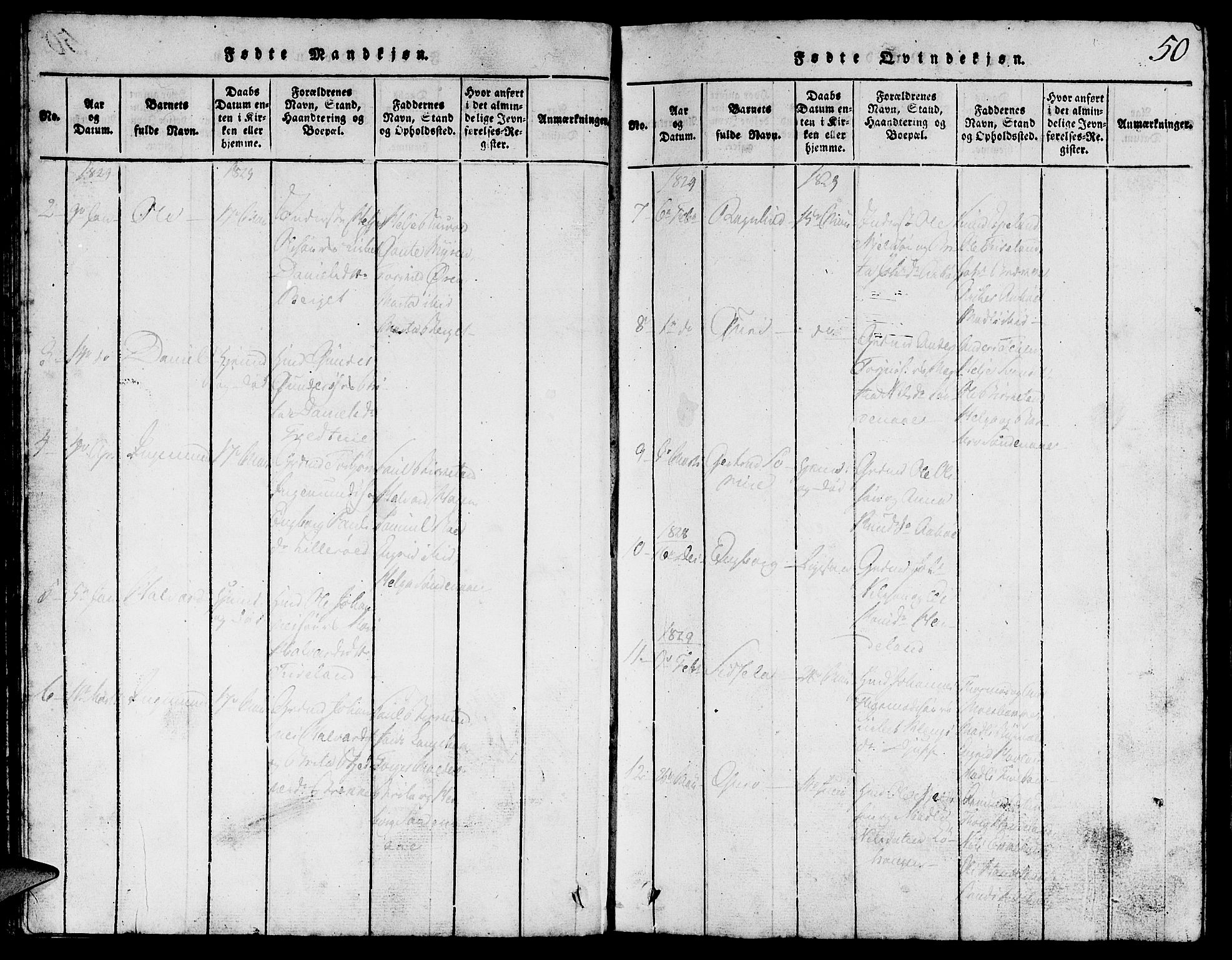 Suldal sokneprestkontor, SAST/A-101845/01/V/L0002: Parish register (copy) no. B 2, 1816-1845, p. 50