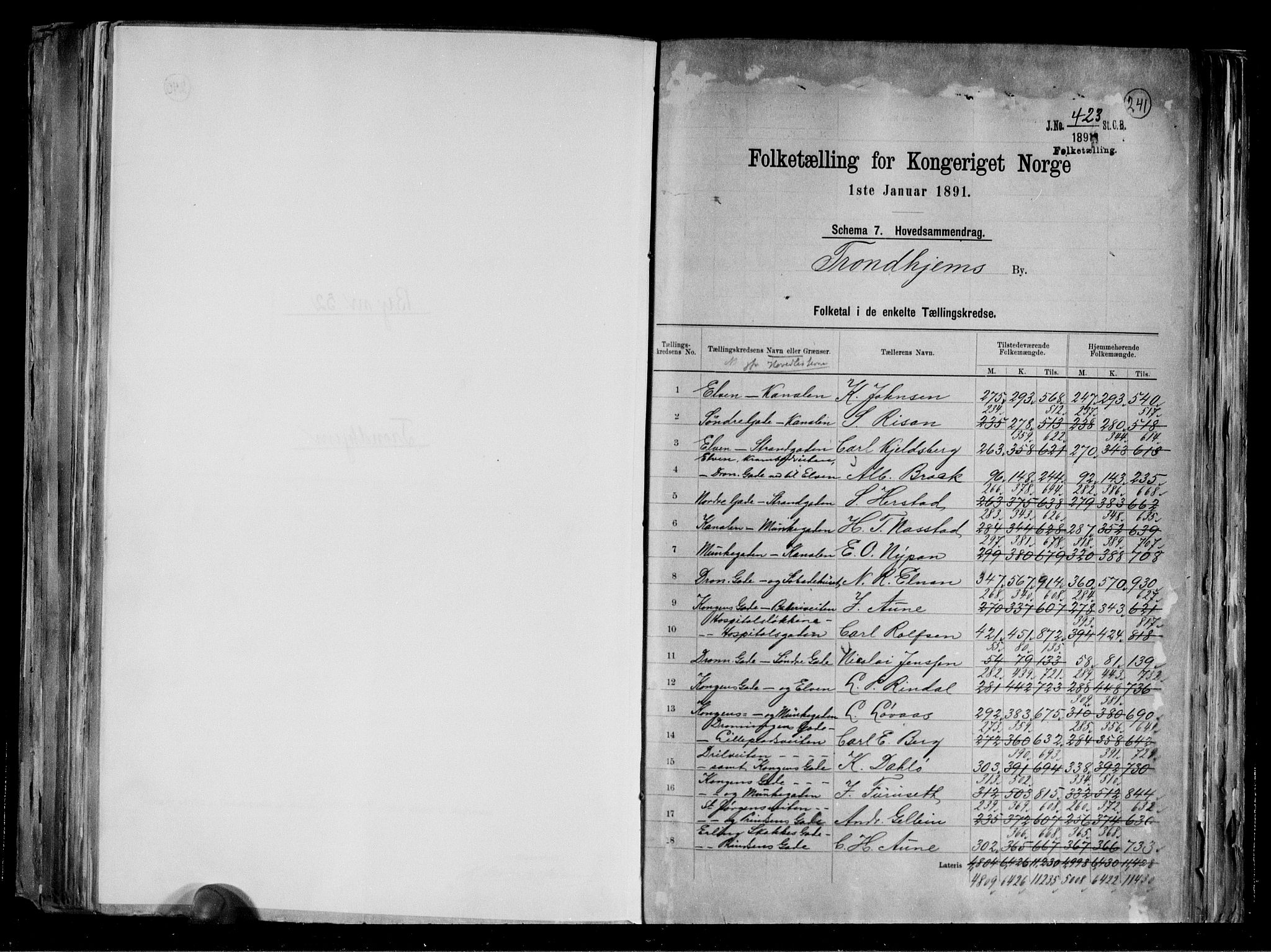 RA, 1891 census for 1601 Trondheim, 1891, p. 2