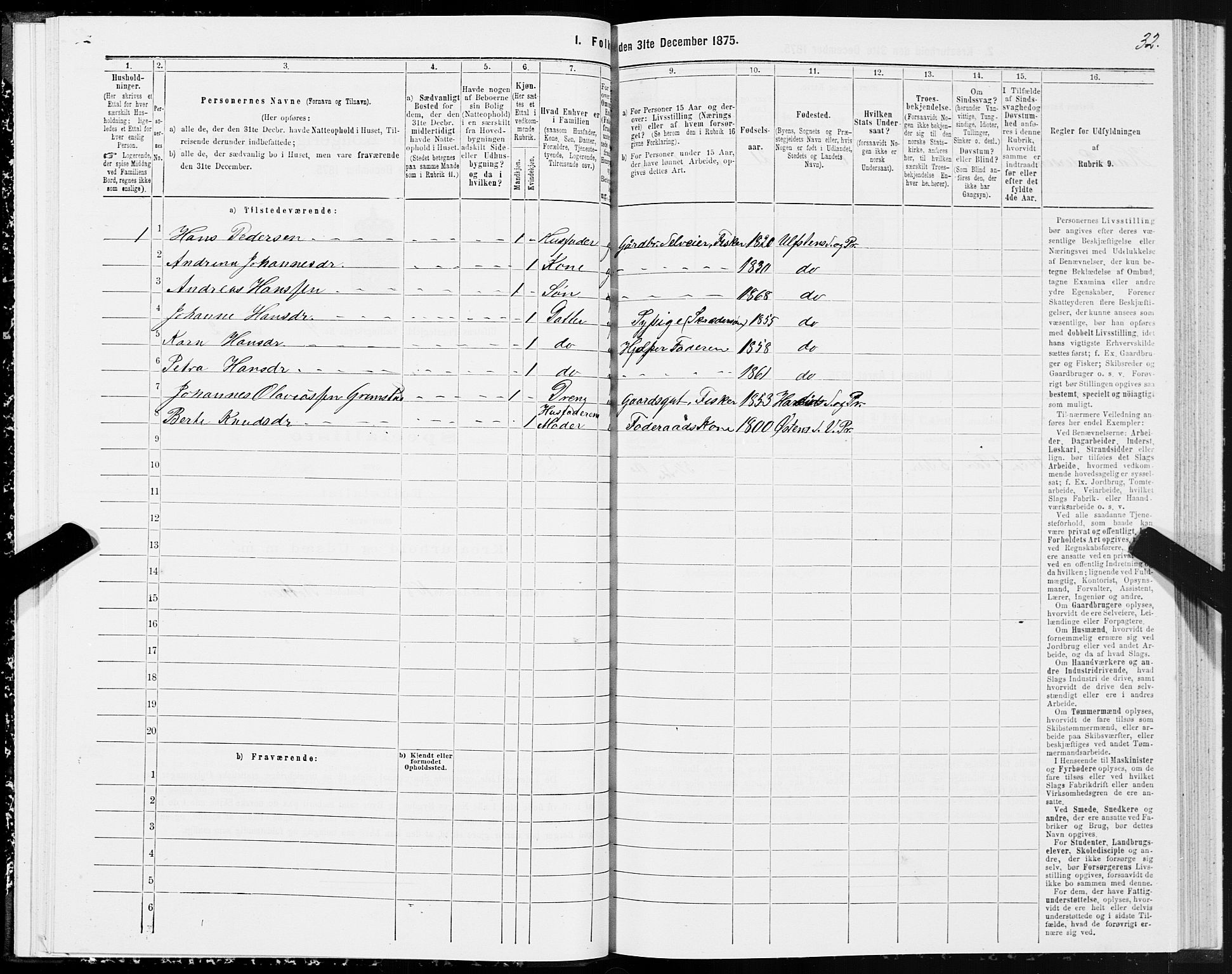 SAT, 1875 census for 1516P Ulstein, 1875, p. 2032