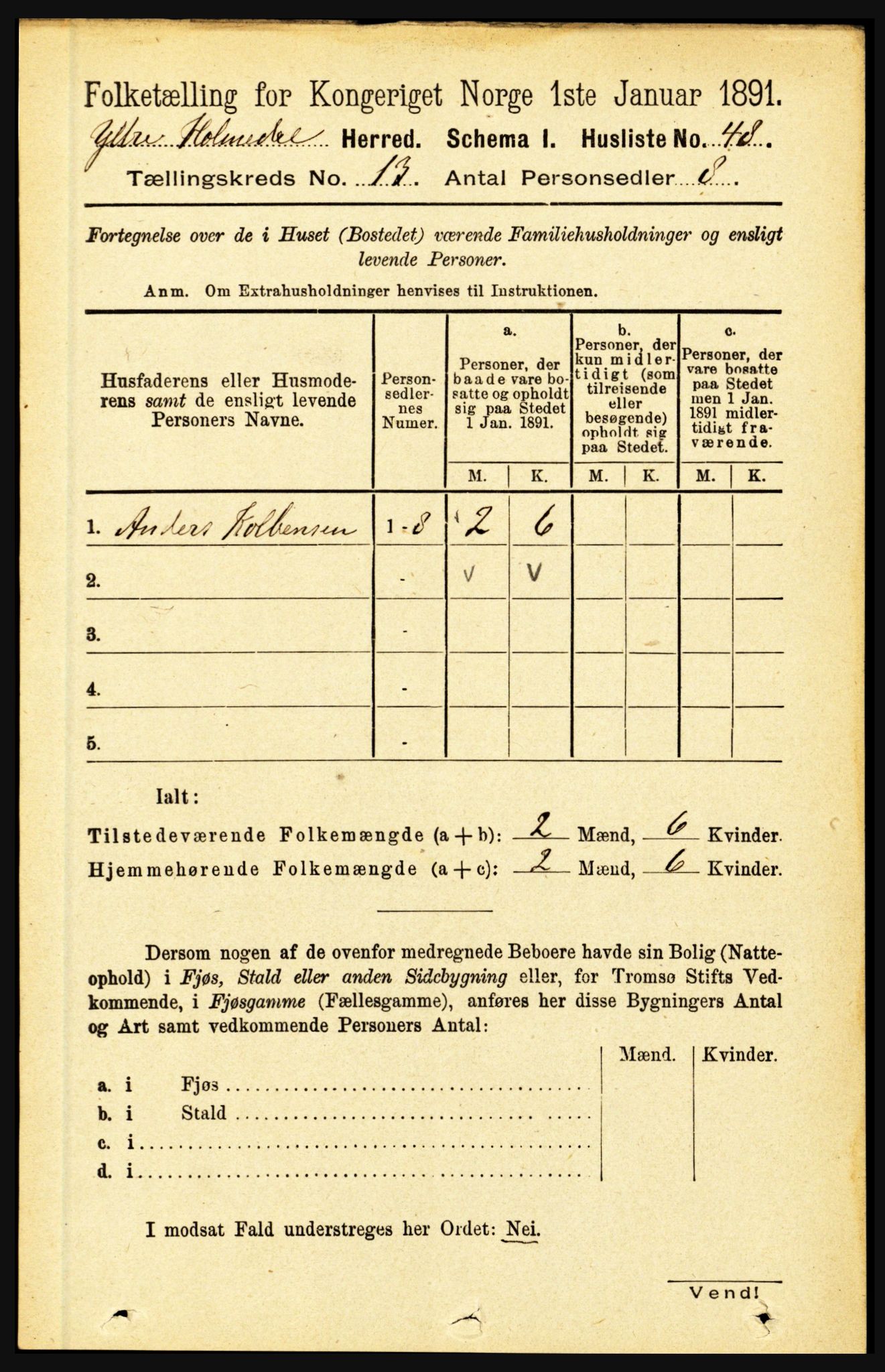 RA, 1891 census for 1429 Ytre Holmedal, 1891, p. 3423