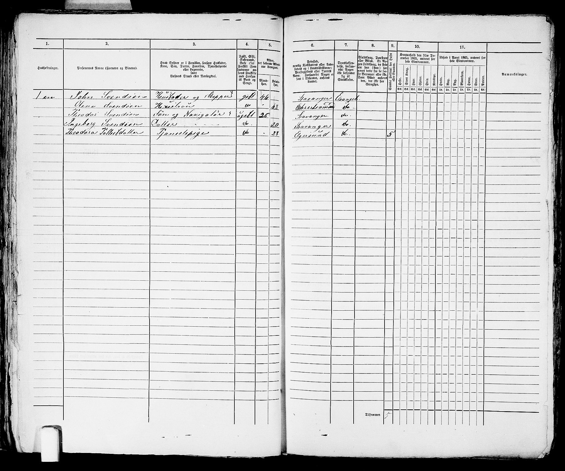 RA, 1865 census for Stavanger, 1865, p. 2613