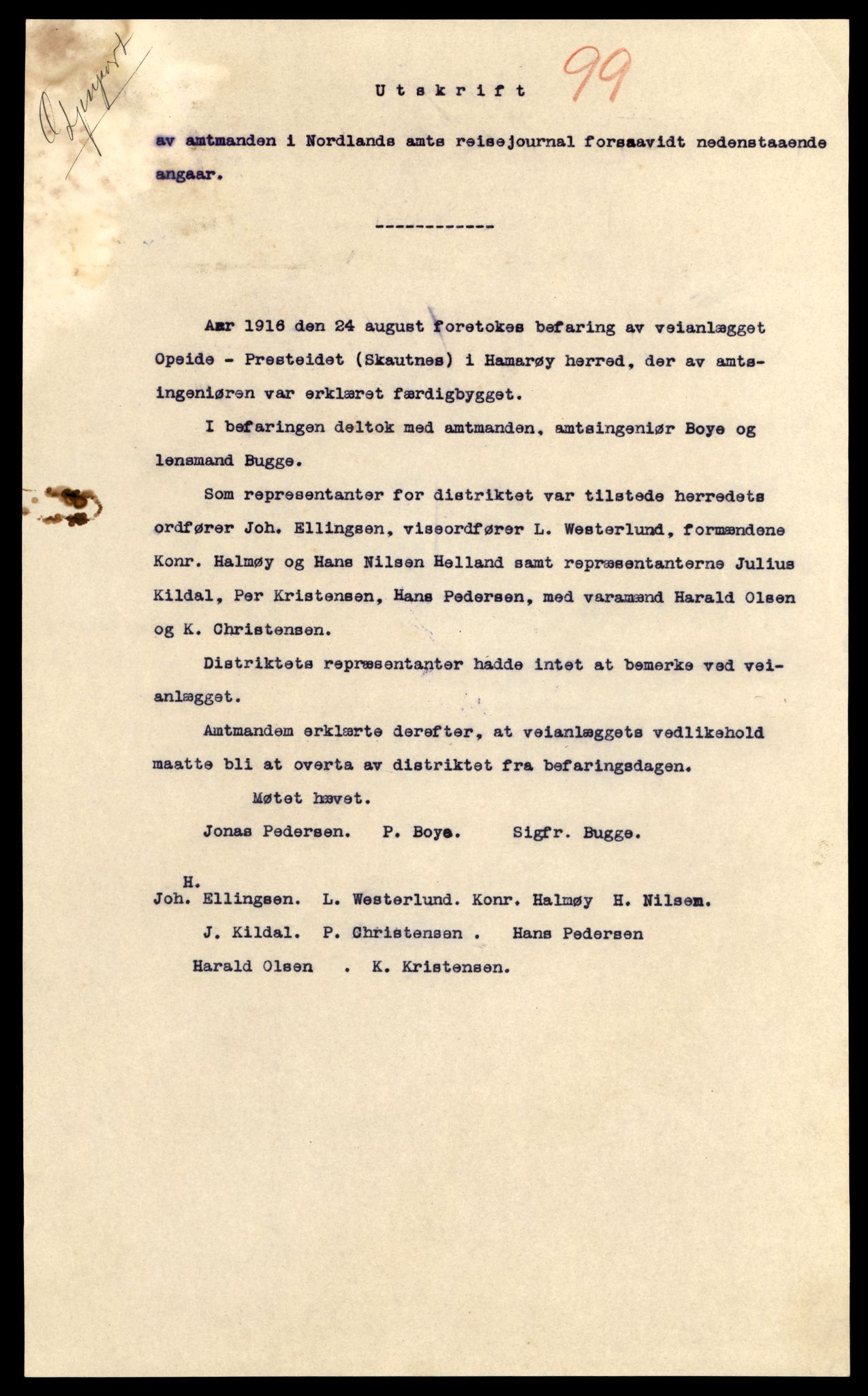 Nordland vegkontor, AV/SAT-A-4181/F/Fa/L0030: Hamarøy/Tysfjord, 1885-1948, p. 1484