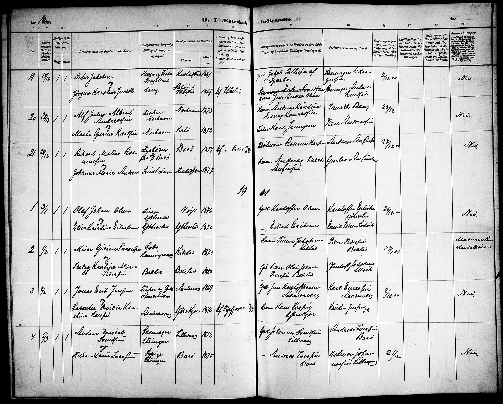 Ministerialprotokoller, klokkerbøker og fødselsregistre - Nordland, AV/SAT-A-1459/872/L1048: Parish register (copy) no. 872C04, 1898-1919