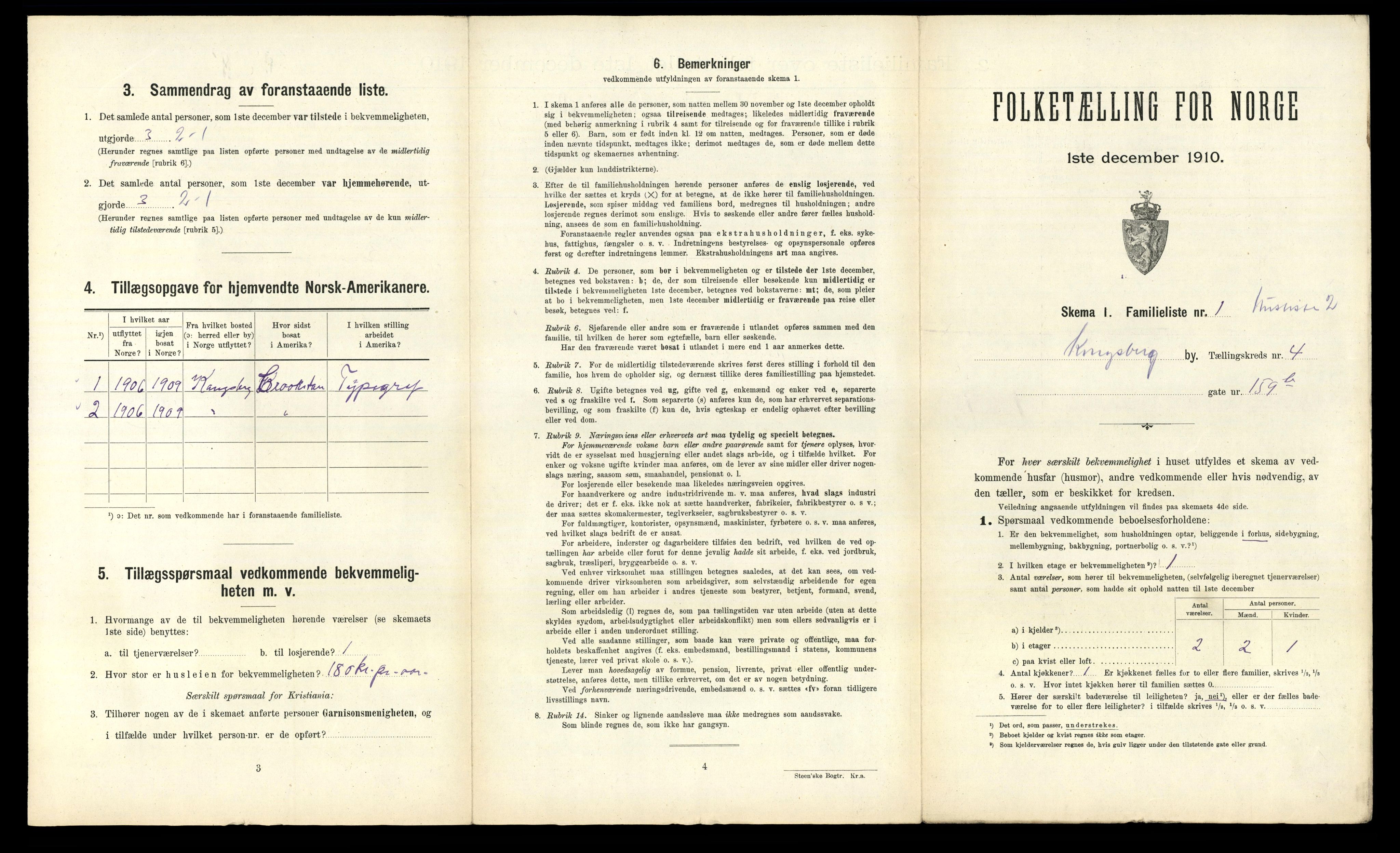 RA, 1910 census for Kongsberg, 1910, p. 1722