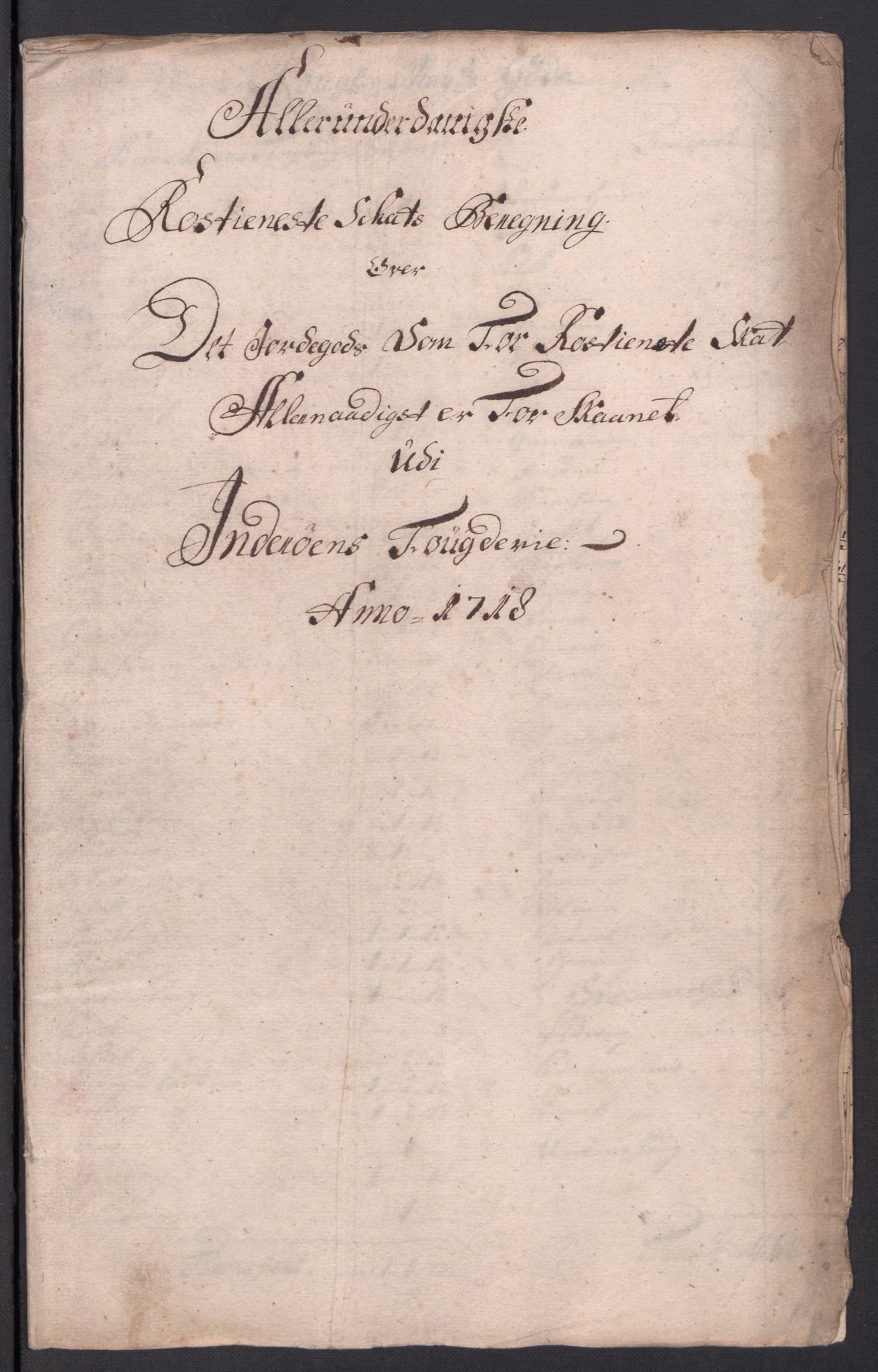 Rentekammeret inntil 1814, Reviderte regnskaper, Fogderegnskap, AV/RA-EA-4092/R63/L4326: Fogderegnskap Inderøy, 1718, p. 86