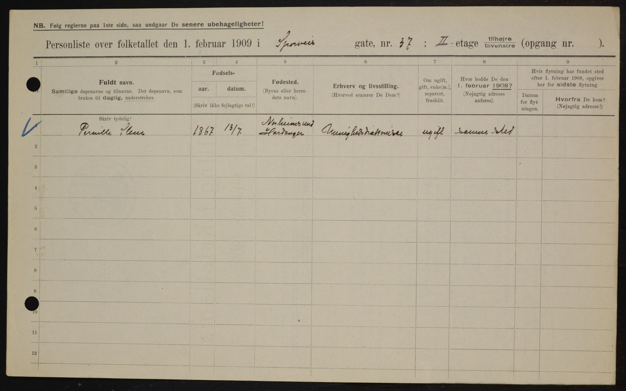OBA, Municipal Census 1909 for Kristiania, 1909, p. 91196