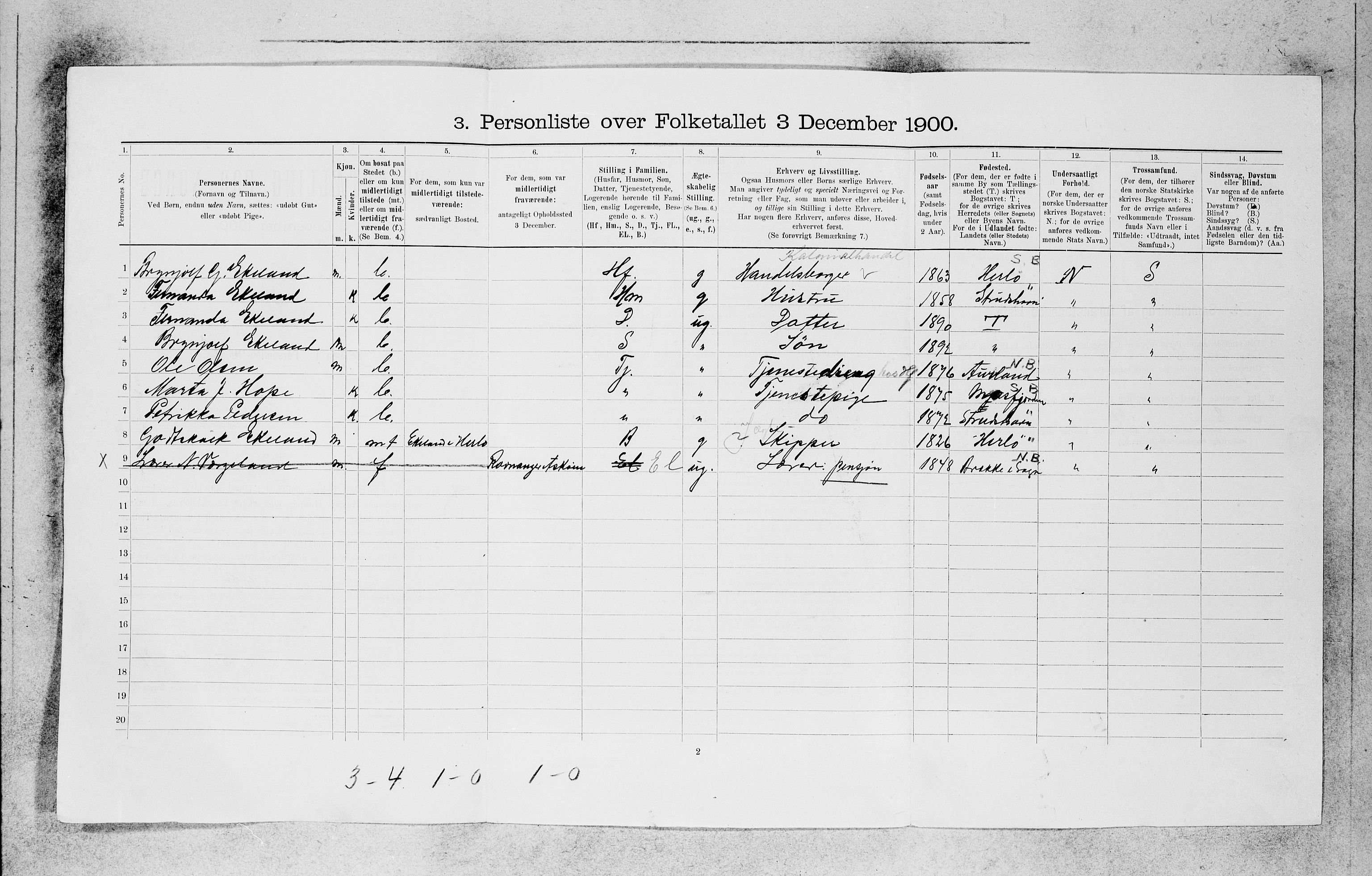 SAB, 1900 census for Bergen, 1900, p. 20713
