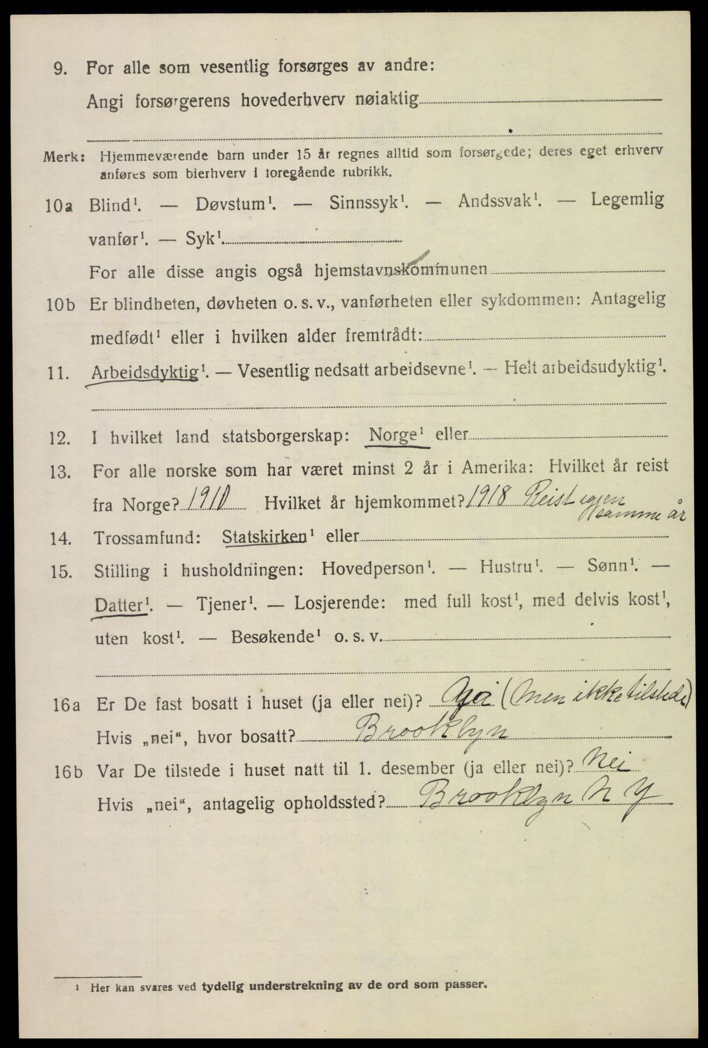 SAK, 1920 census for Sør-Audnedal, 1920, p. 2618