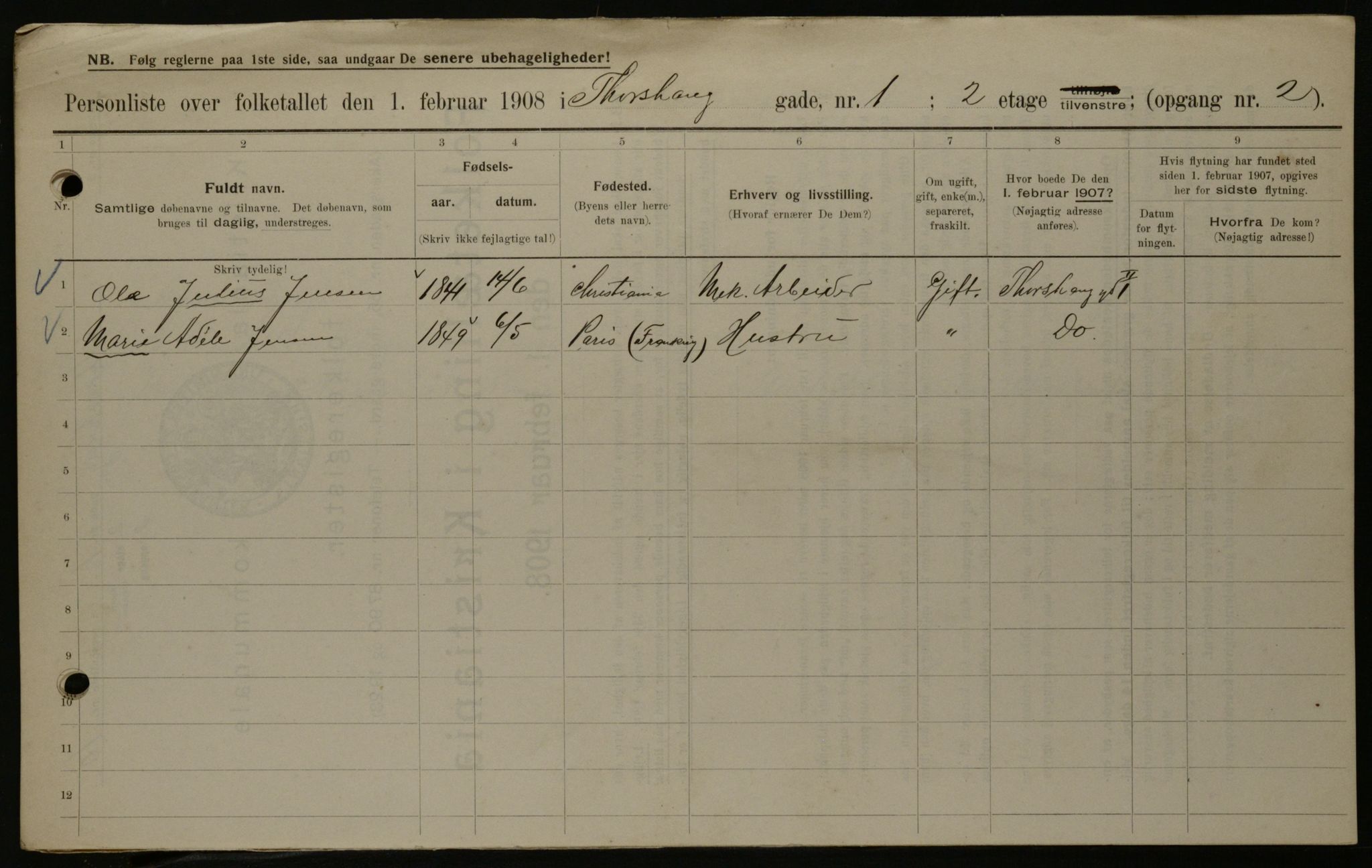 OBA, Municipal Census 1908 for Kristiania, 1908, p. 102953