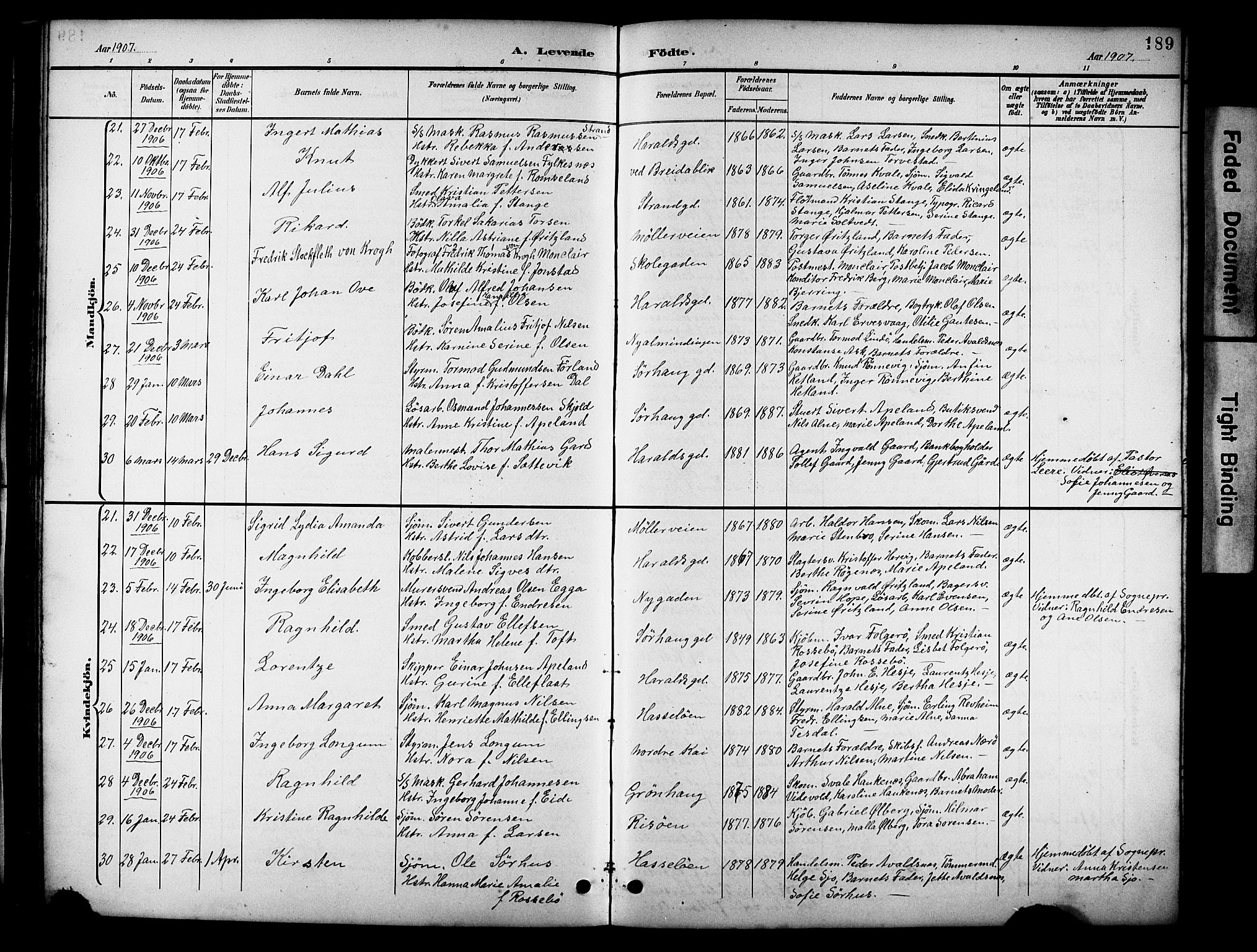 Haugesund sokneprestkontor, SAST/A -101863/H/Ha/Hab/L0005: Parish register (copy) no. B 5, 1894-1908, p. 189