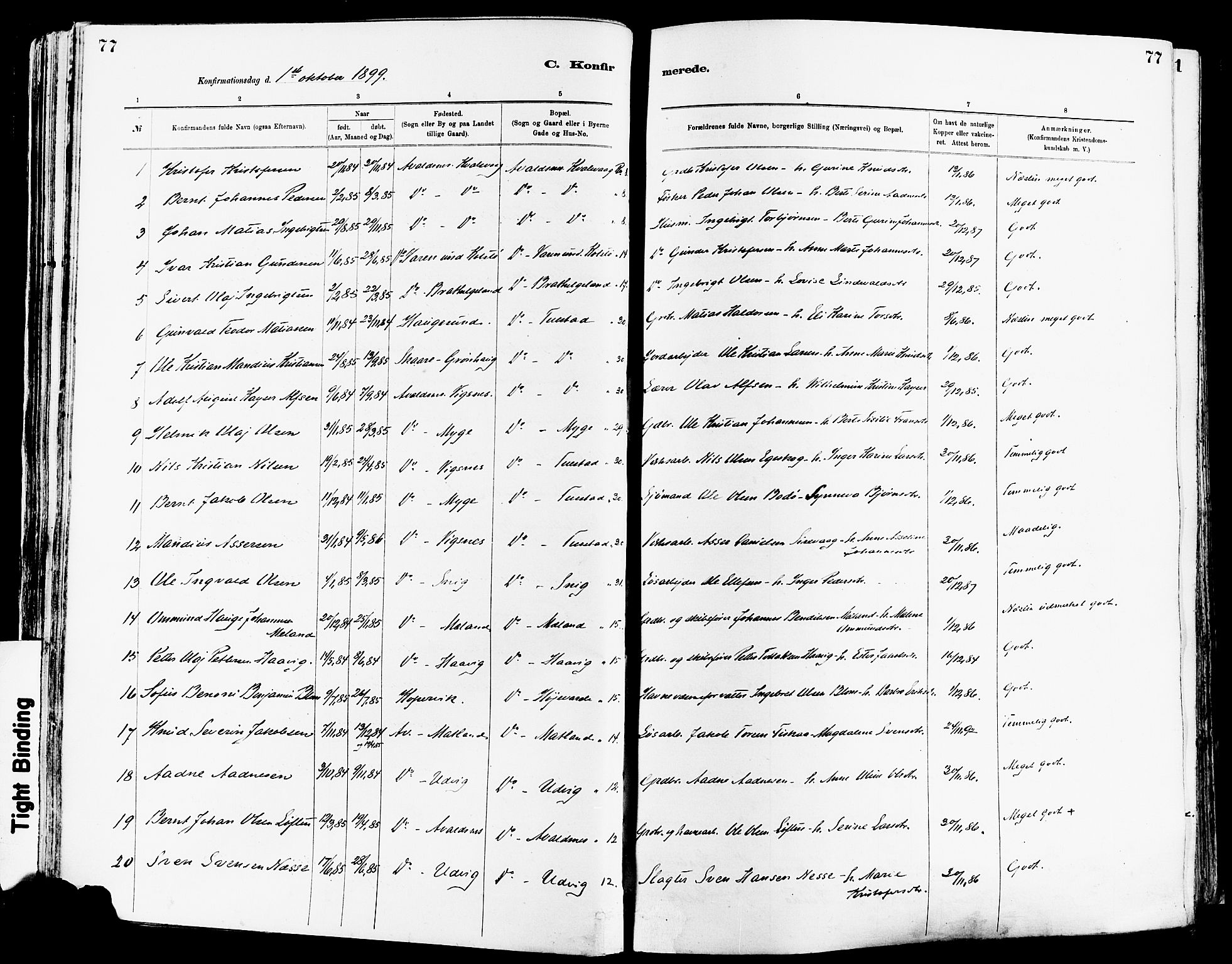 Avaldsnes sokneprestkontor, AV/SAST-A -101851/H/Ha/Haa/L0015: Parish register (official) no. A 15, 1880-1906, p. 77