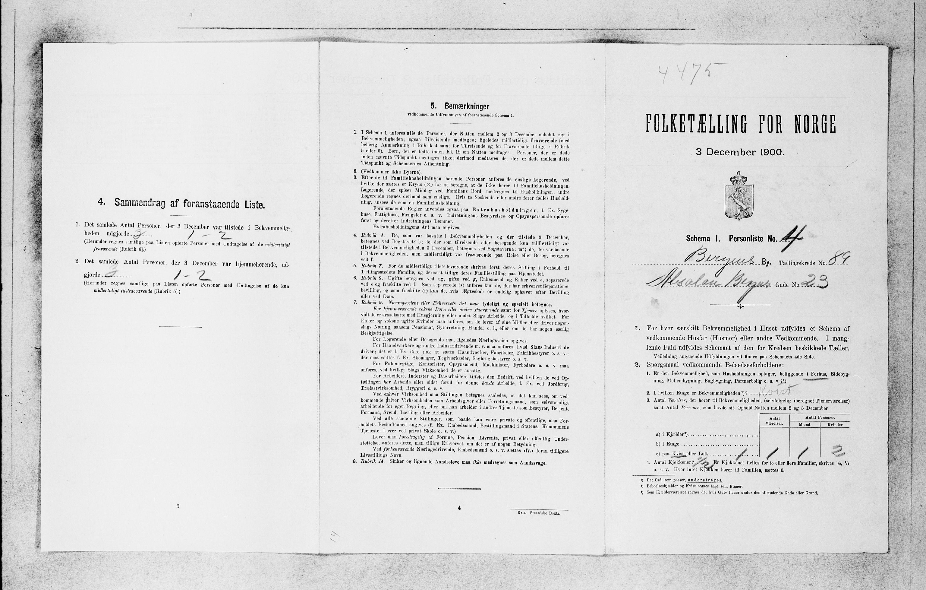 SAB, 1900 census for Bergen, 1900, p. 19545