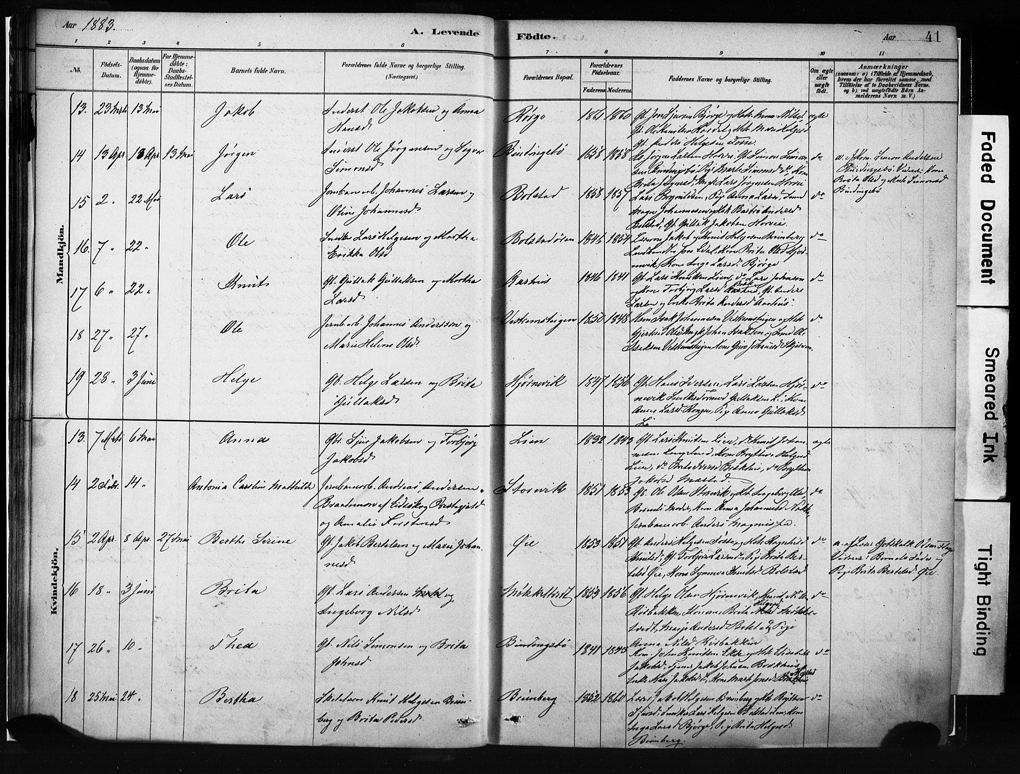 Evanger sokneprestembete, AV/SAB-A-99924: Parish register (official) no. A 1, 1877-1899, p. 41