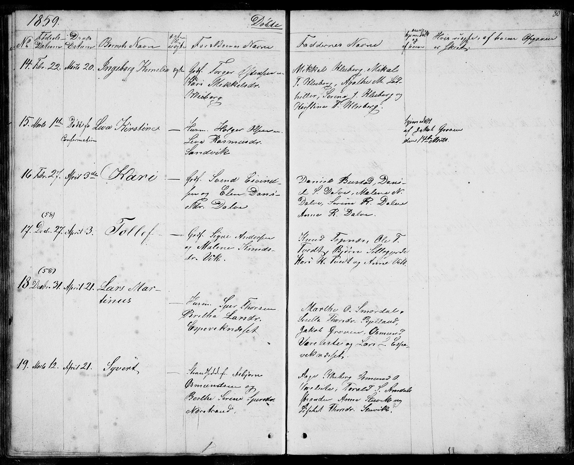 Nedstrand sokneprestkontor, AV/SAST-A-101841/01/IV: Parish register (official) no. A 8, 1839-1860, p. 80