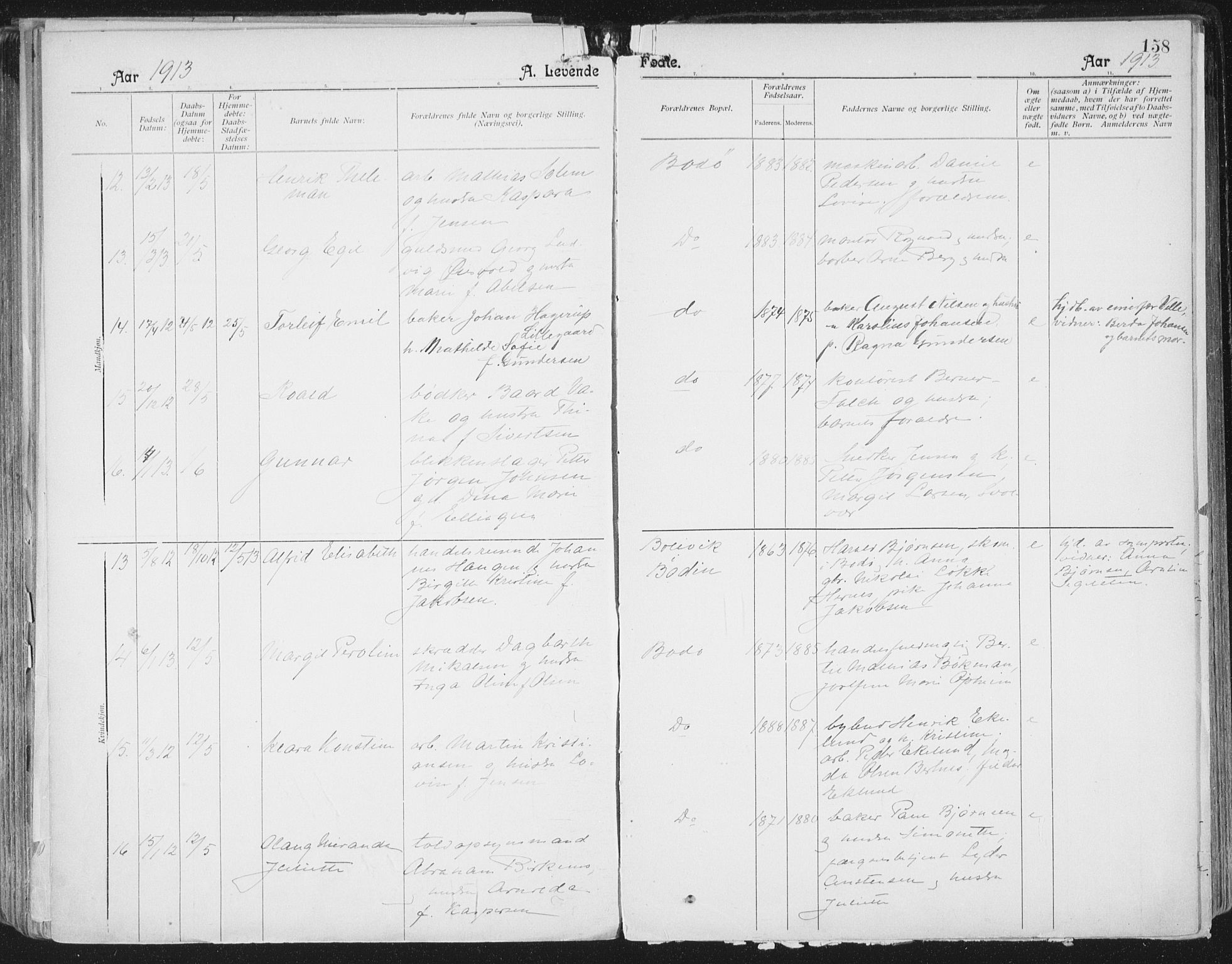 Ministerialprotokoller, klokkerbøker og fødselsregistre - Nordland, AV/SAT-A-1459/801/L0011: Parish register (official) no. 801A11, 1900-1916, p. 158