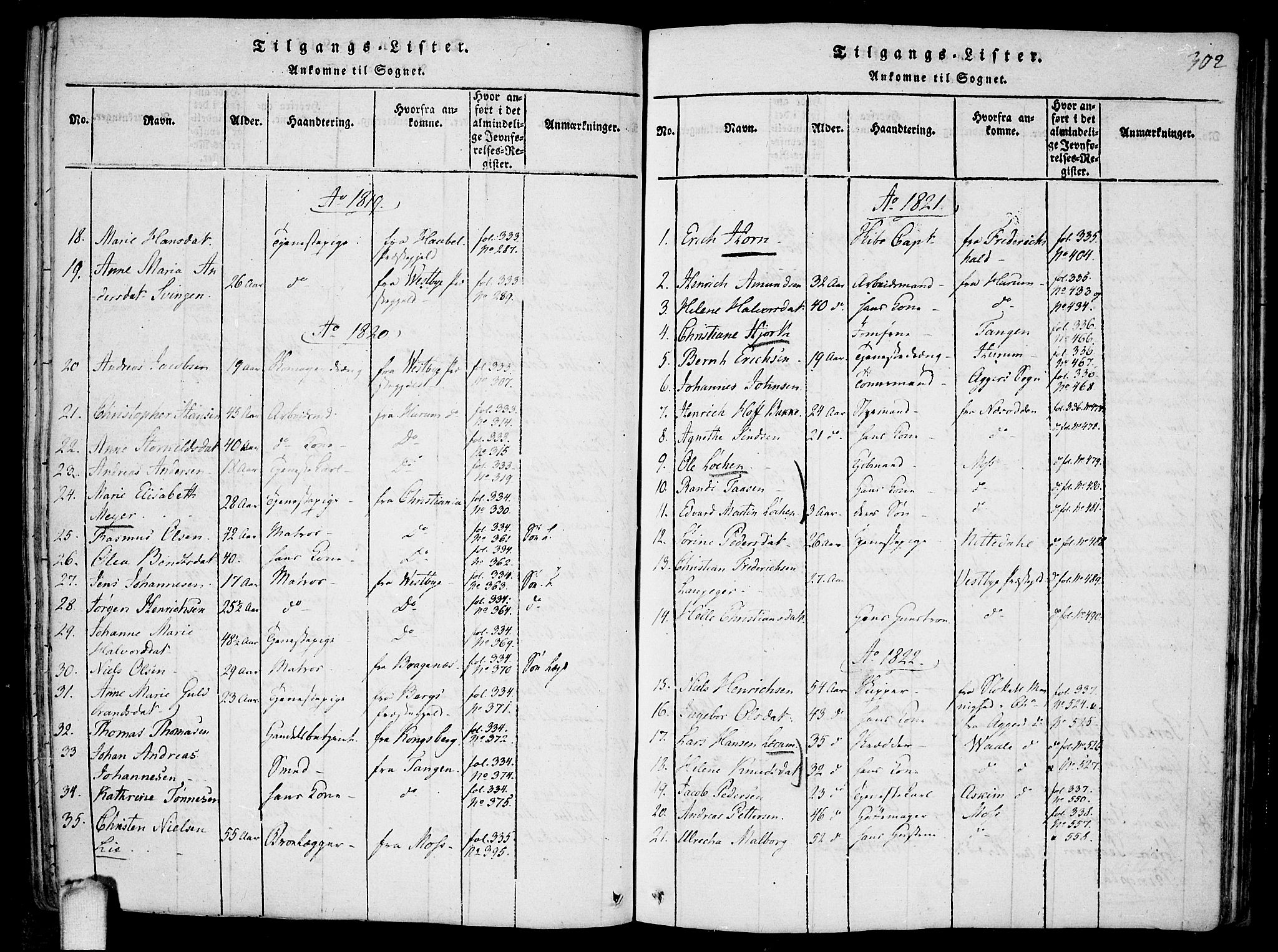 Drøbak prestekontor Kirkebøker, SAO/A-10142a/F/Fa/L0001: Parish register (official) no. I 1, 1816-1842, p. 302