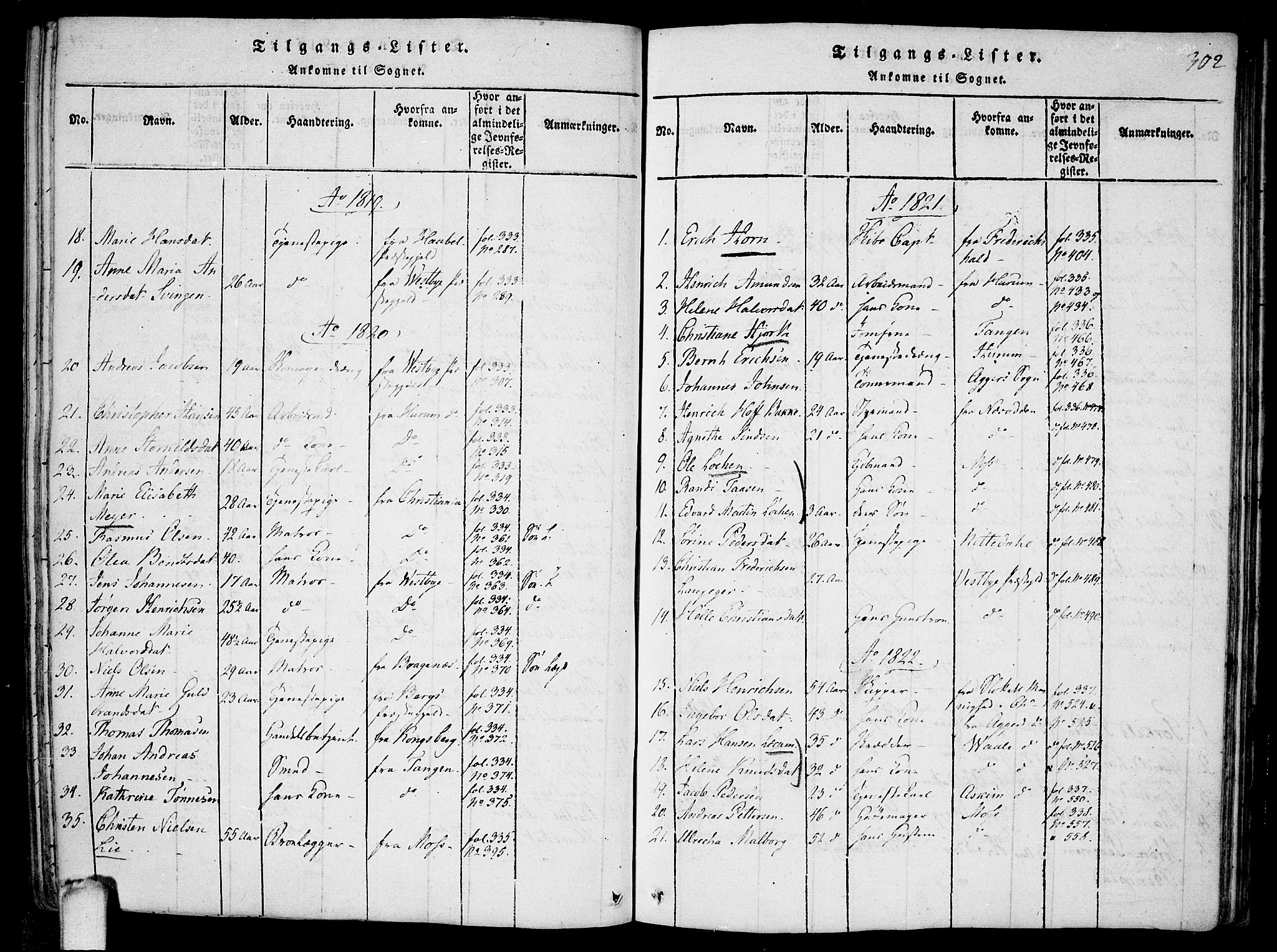 Drøbak prestekontor Kirkebøker, AV/SAO-A-10142a/F/Fa/L0001: Parish register (official) no. I 1, 1816-1842, p. 302