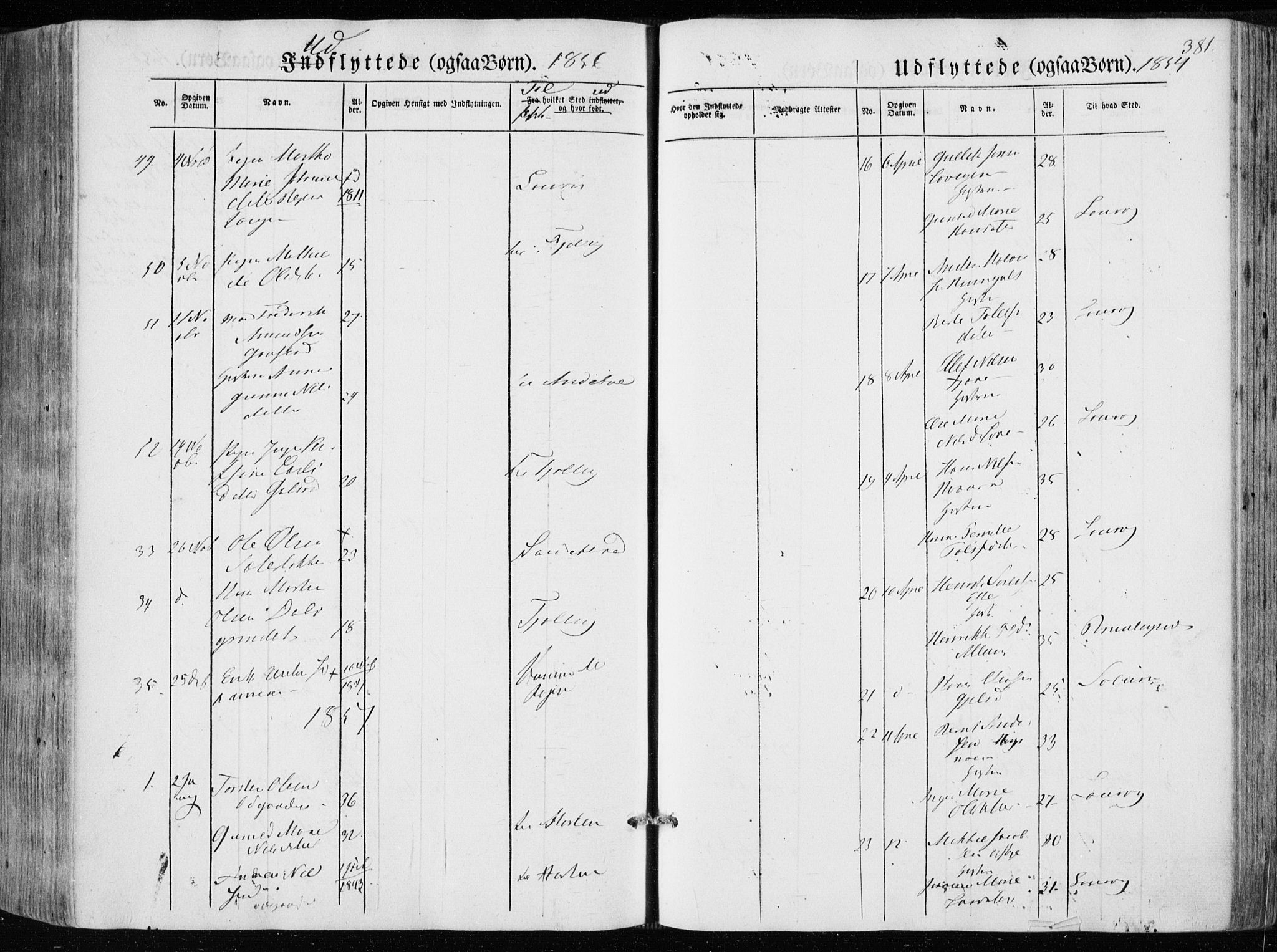 Hedrum kirkebøker, AV/SAKO-A-344/F/Fa/L0006: Parish register (official) no. I 6, 1849-1857, p. 381