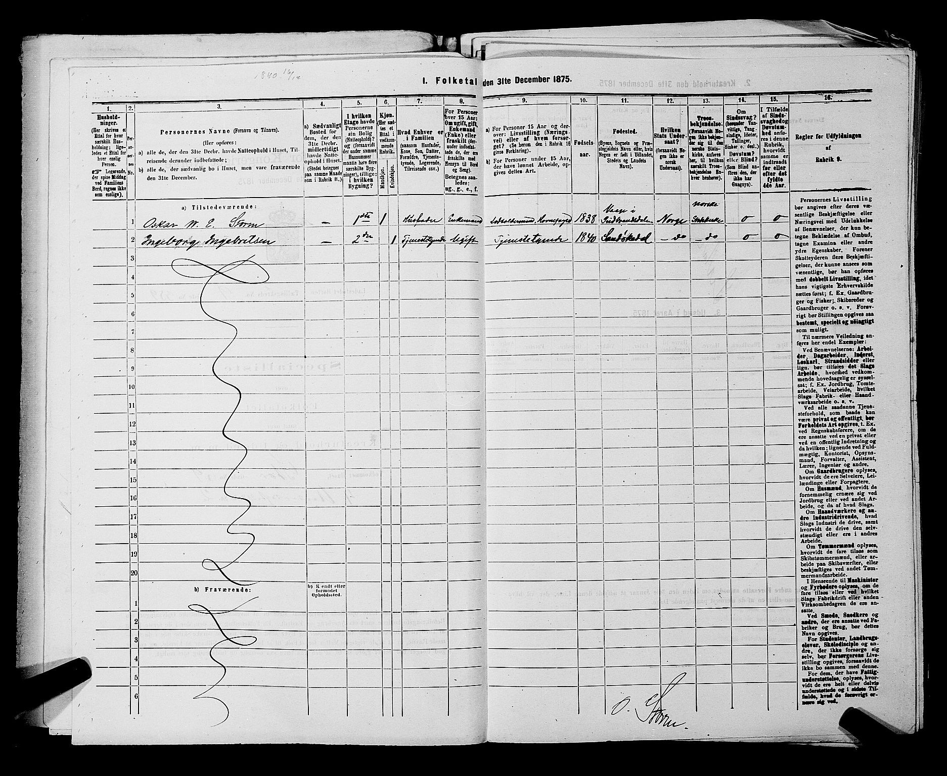 SAKO, 1875 census for 0703P Horten, 1875, p. 811