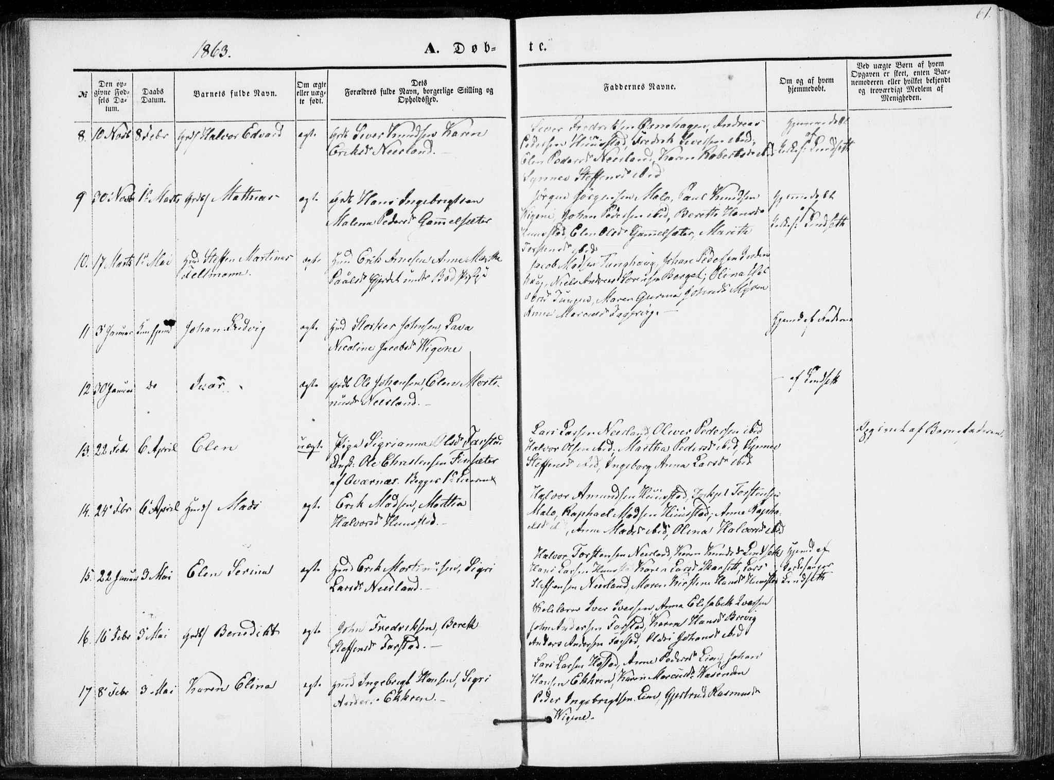 Ministerialprotokoller, klokkerbøker og fødselsregistre - Møre og Romsdal, AV/SAT-A-1454/566/L0767: Parish register (official) no. 566A06, 1852-1868, p. 61