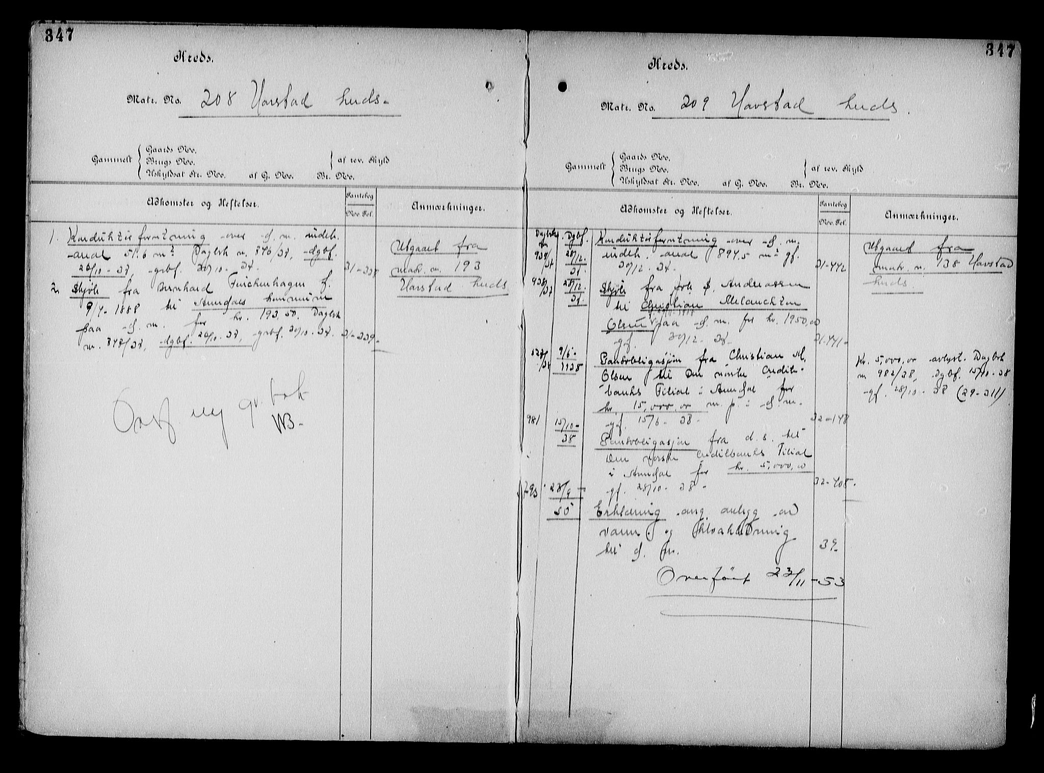 Arendal byfogd, AV/SAK-1222-0001/G/Ga/L0015: Mortgage register no. 13, 1860-1960, p. 347