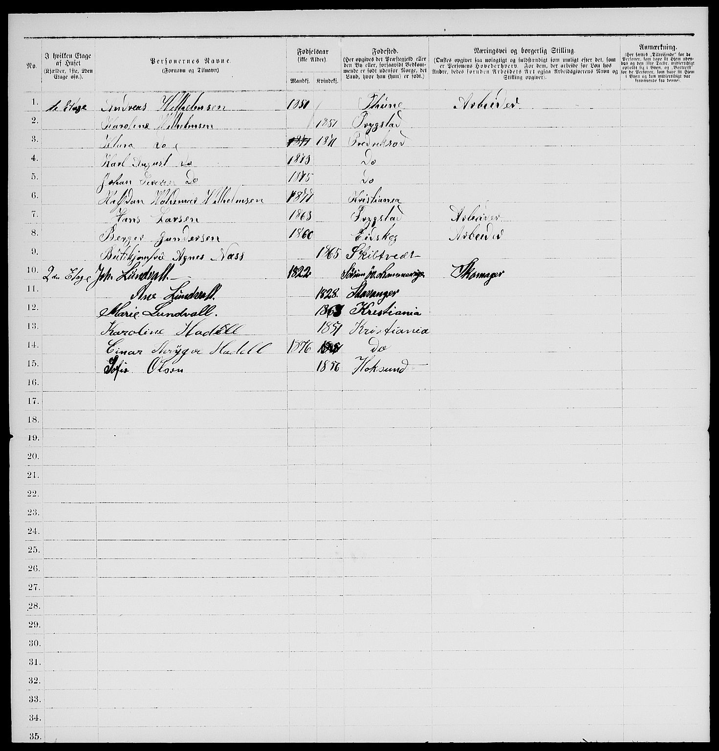 RA, 1885 census for 0301 Kristiania, 1885, p. 1551