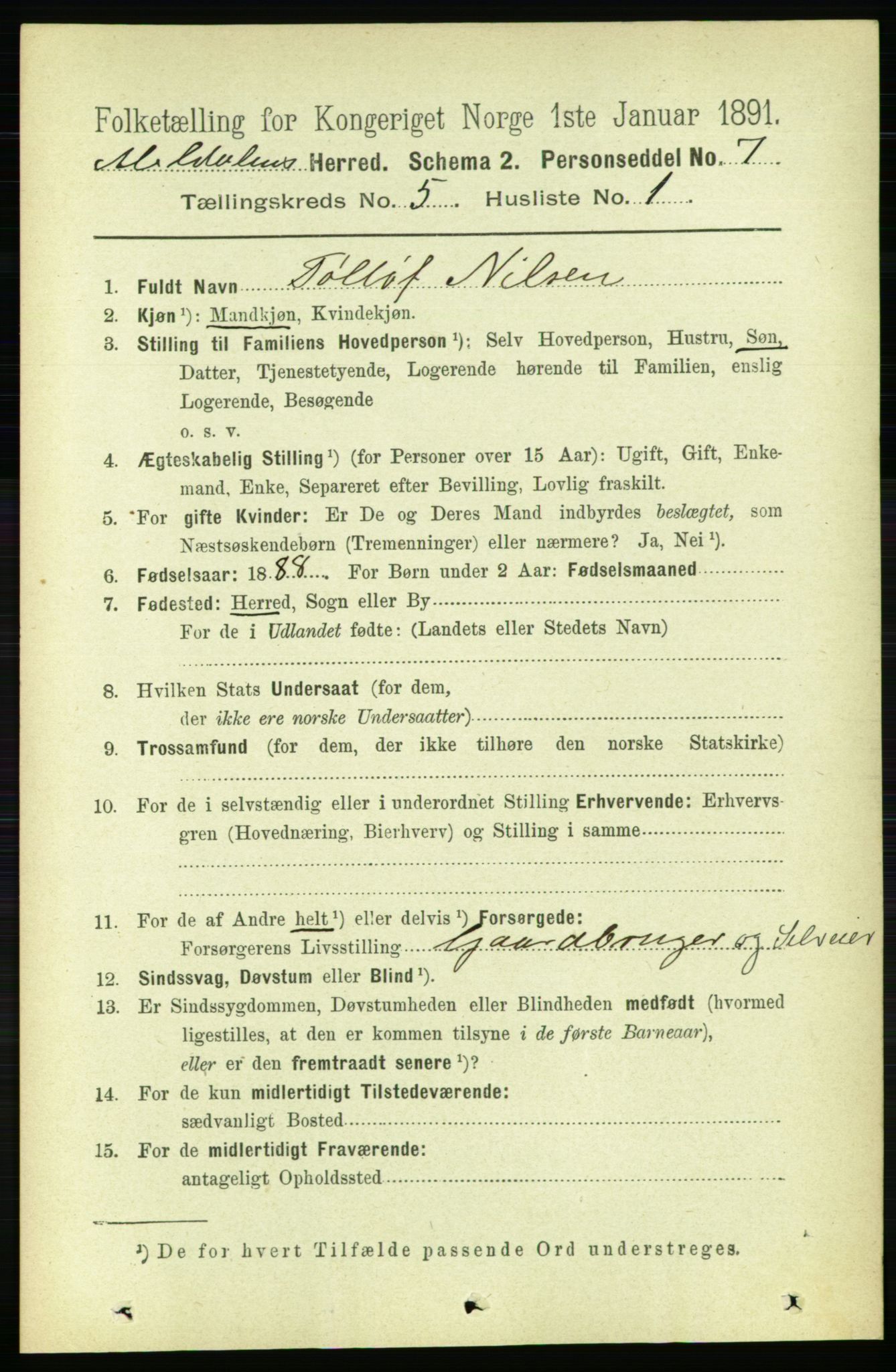 RA, 1891 census for 1636 Meldal, 1891, p. 2521