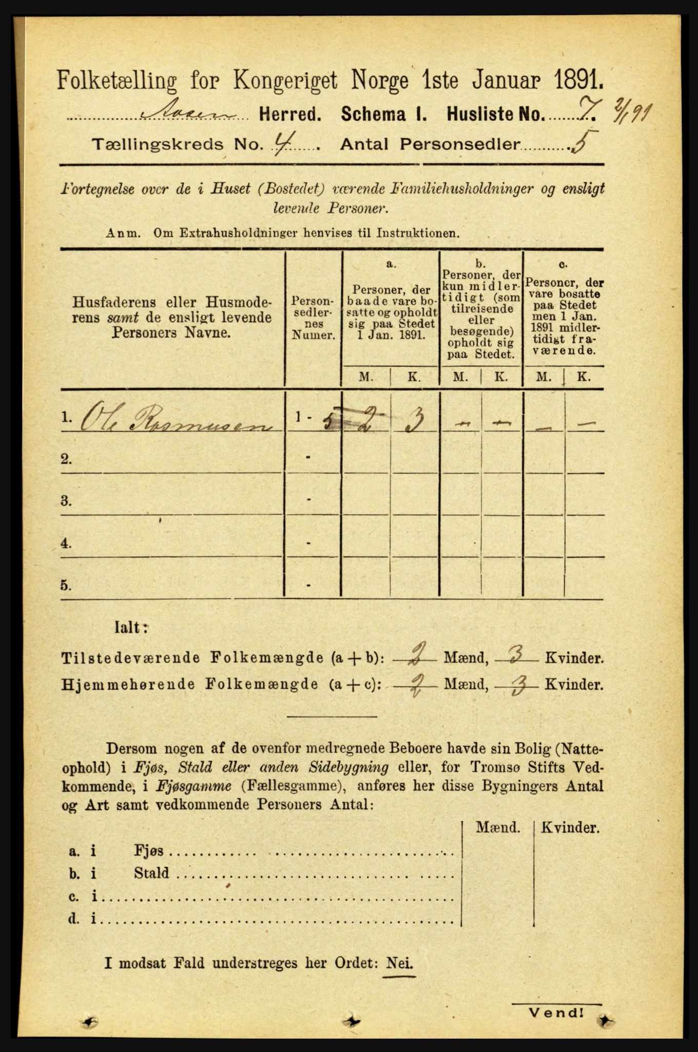 RA, 1891 census for 1716 Åsen, 1891, p. 1339