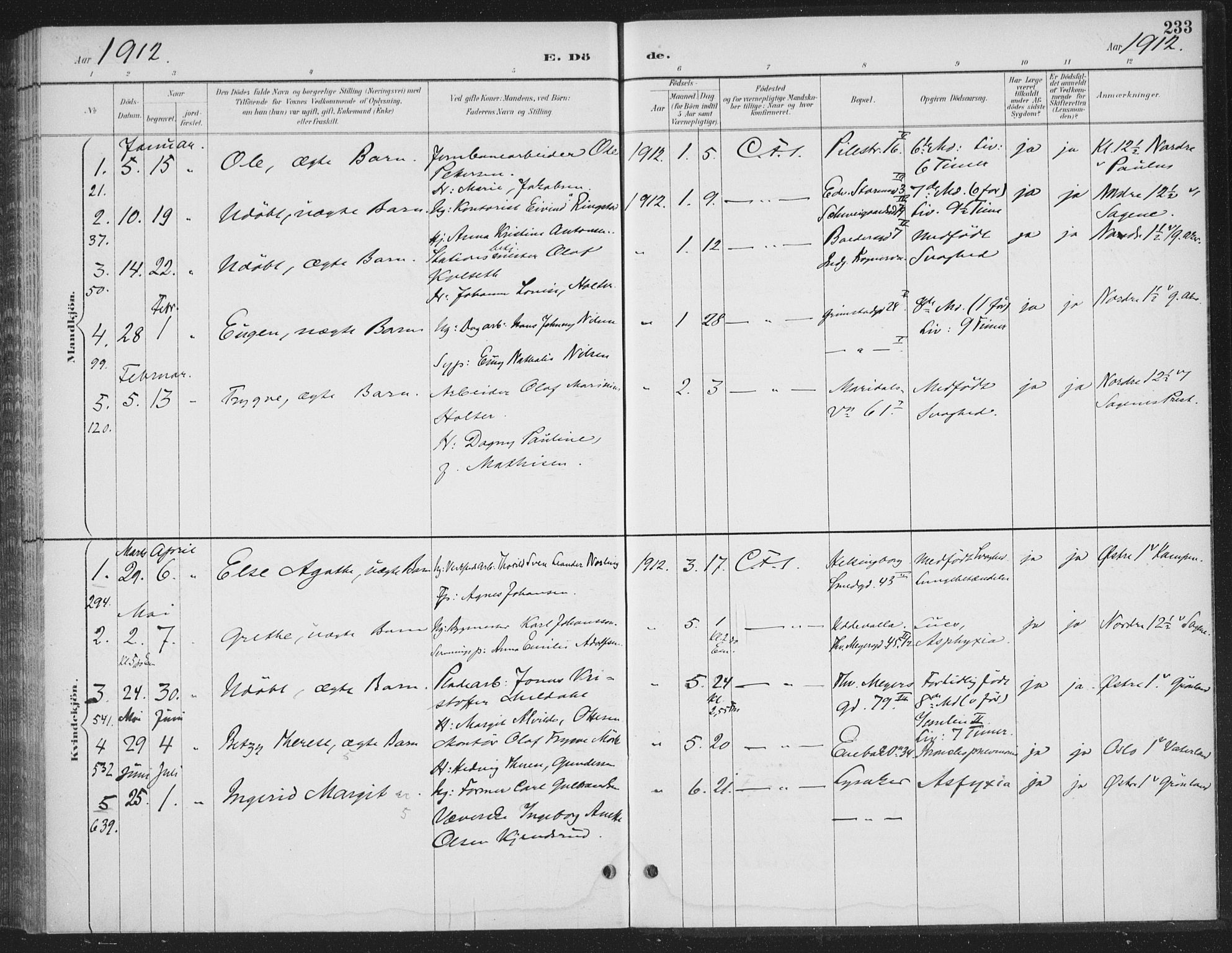 Rikshospitalet prestekontor Kirkebøker, AV/SAO-A-10309b/F/L0010: Parish register (official) no. 10, 1888-1912, p. 233