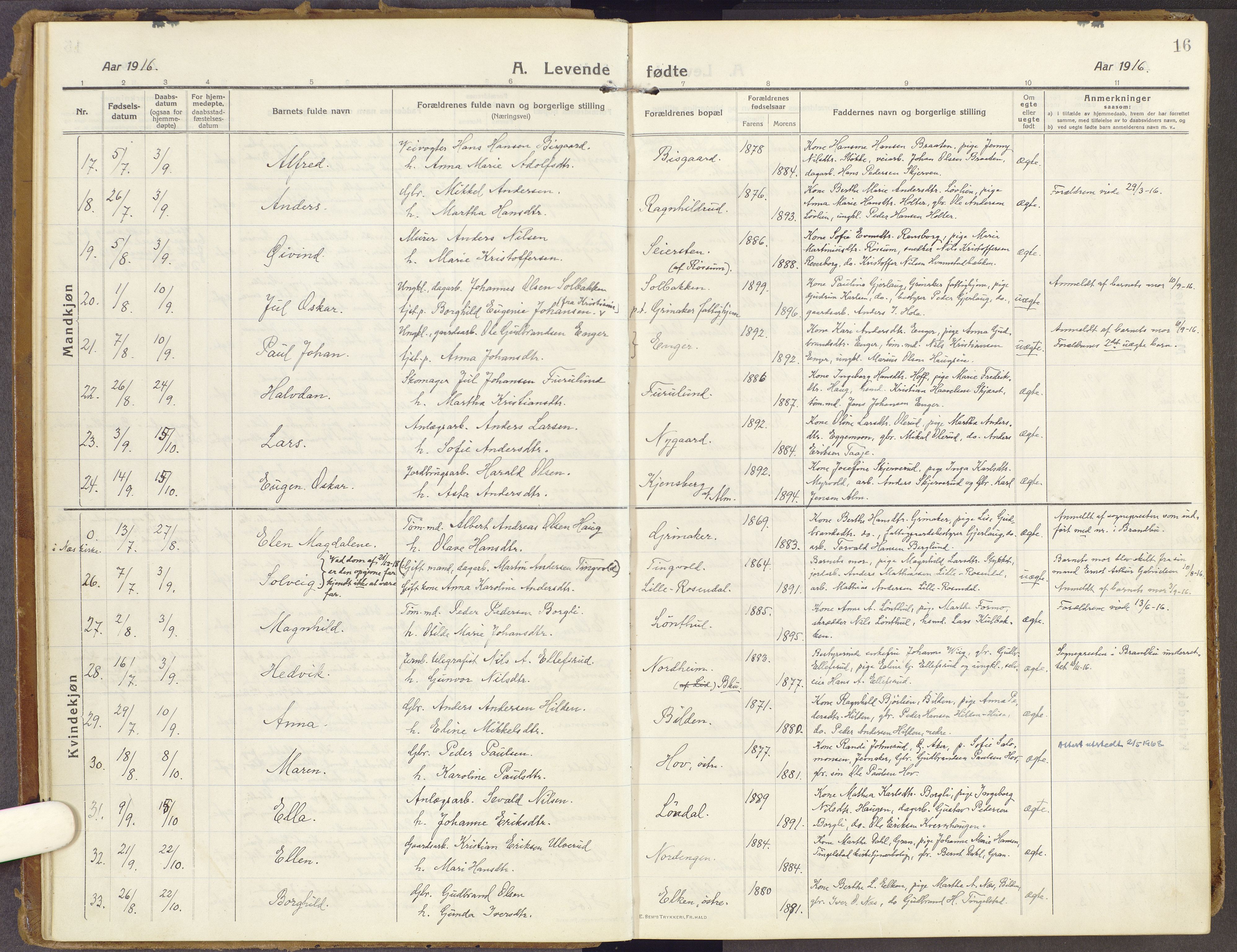 Brandbu prestekontor, AV/SAH-PREST-114/H/Ha/Haa/L0003: Parish register (official) no. 3, 1914-1928, p. 16
