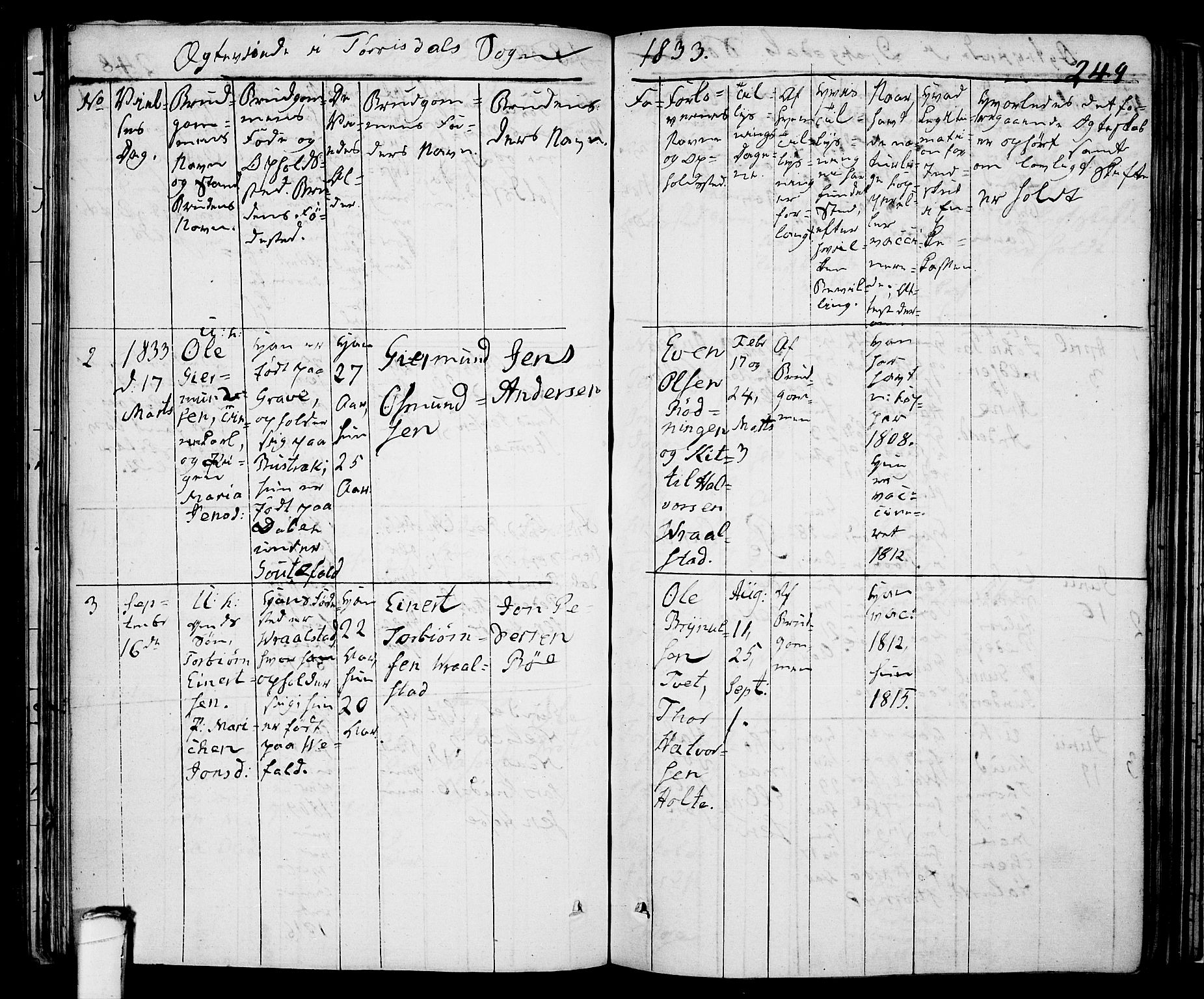 Drangedal kirkebøker, SAKO/A-258/F/Fa/L0006: Parish register (official) no. 6, 1831-1837, p. 249