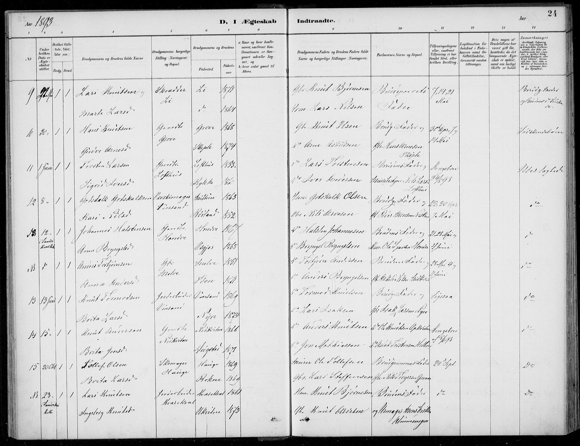 Voss sokneprestembete, SAB/A-79001/H/Haa: Parish register (official) no. C  1, 1887-1915, p. 24