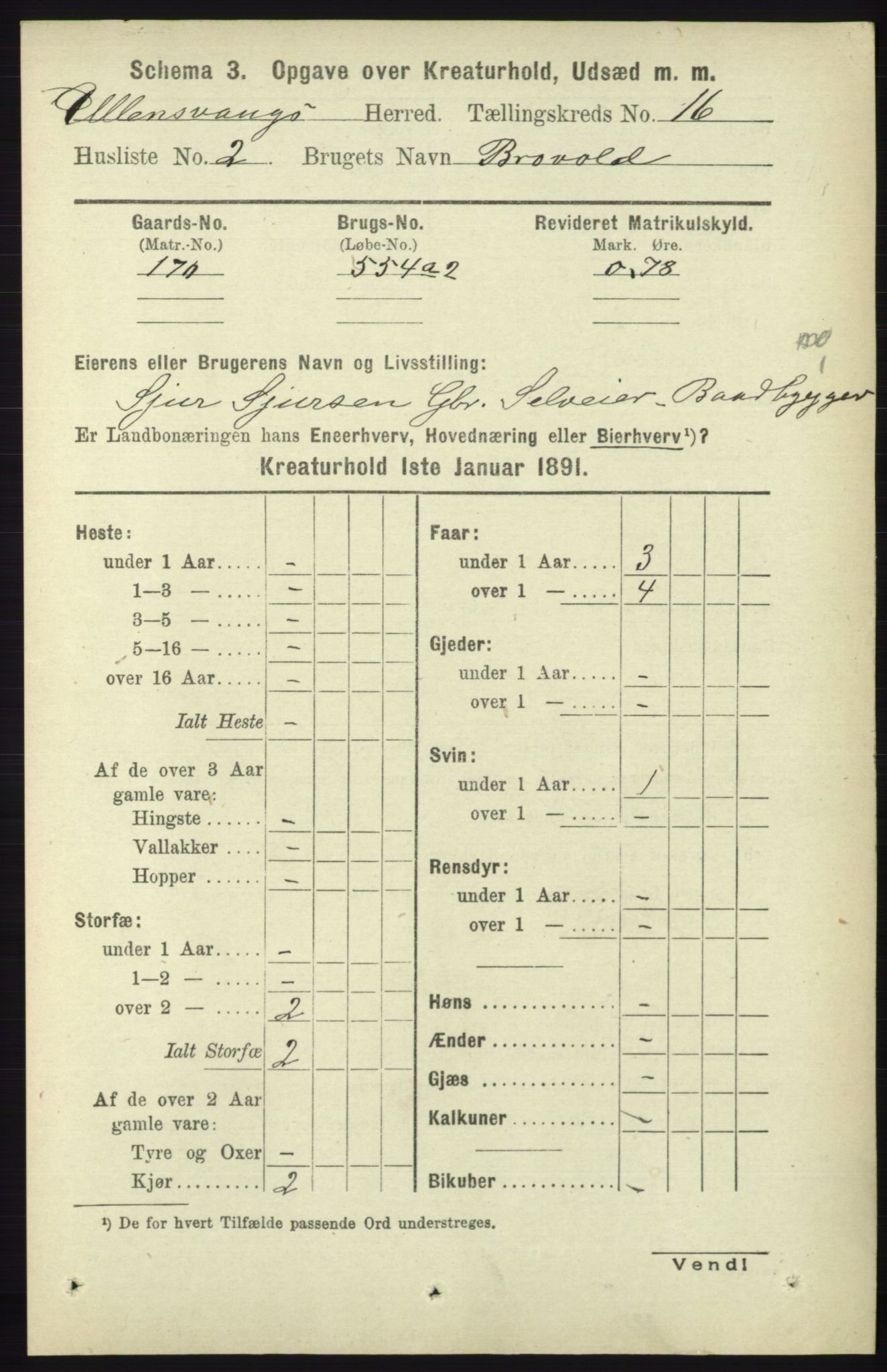 RA, 1891 census for 1230 Ullensvang, 1891, p. 8516