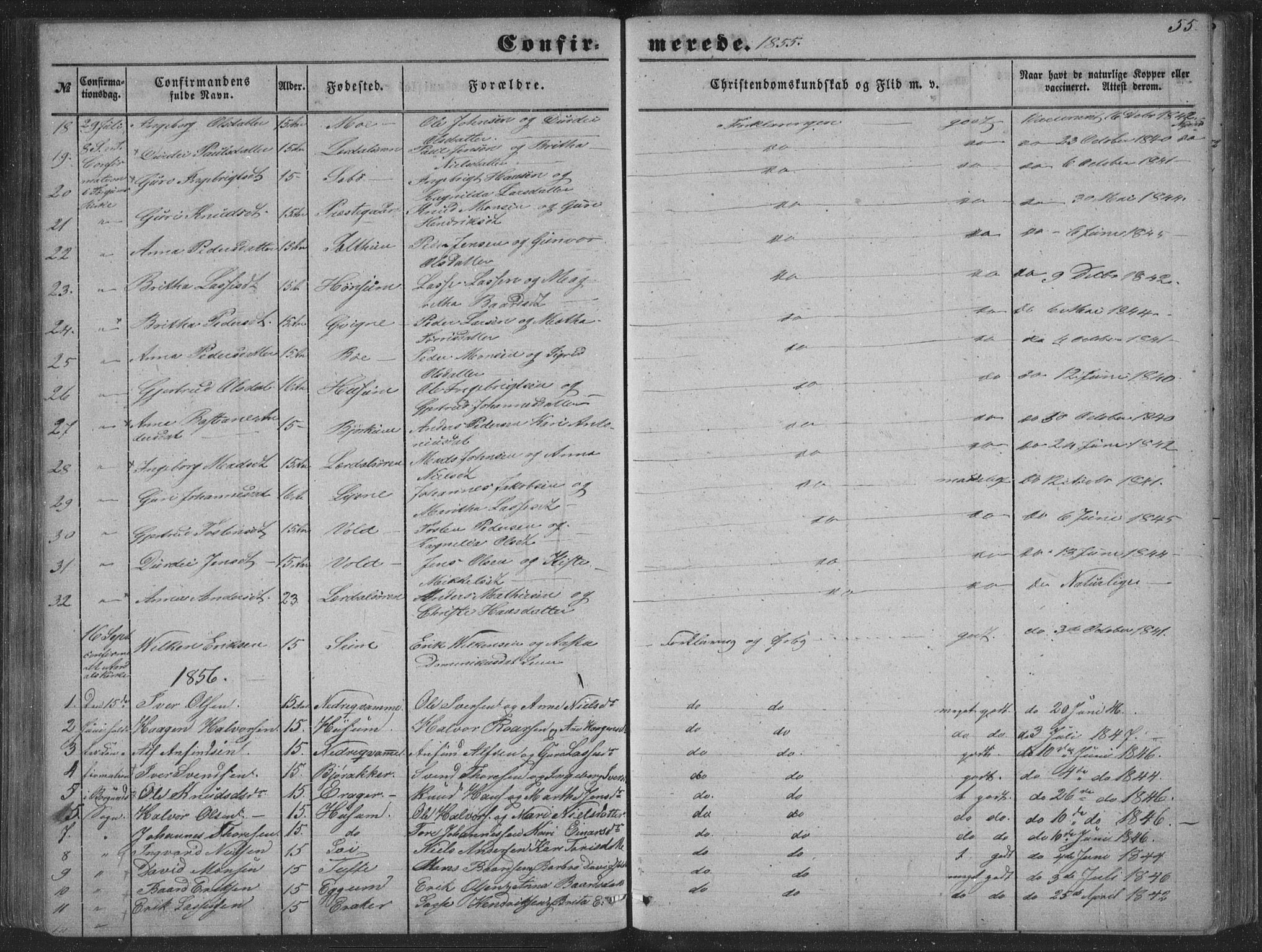 Lærdal sokneprestembete, SAB/A-81201: Parish register (official) no. A 13, 1847-1864, p. 55