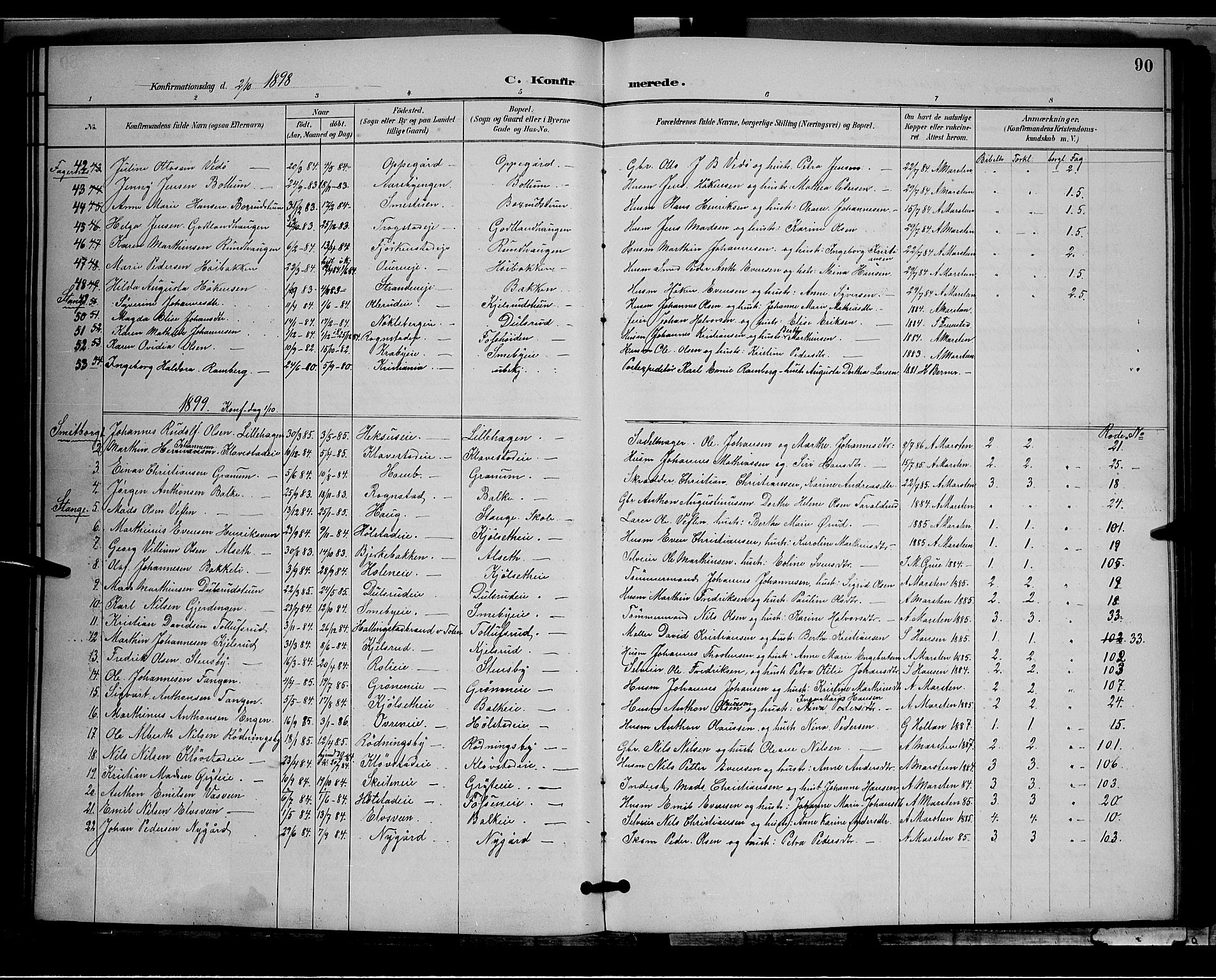 Østre Toten prestekontor, AV/SAH-PREST-104/H/Ha/Hab/L0006: Parish register (copy) no. 6, 1893-1901, p. 90