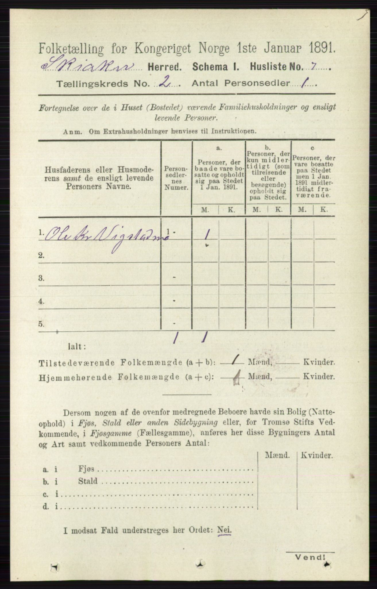 RA, 1891 census for 0513 Skjåk, 1891, p. 480