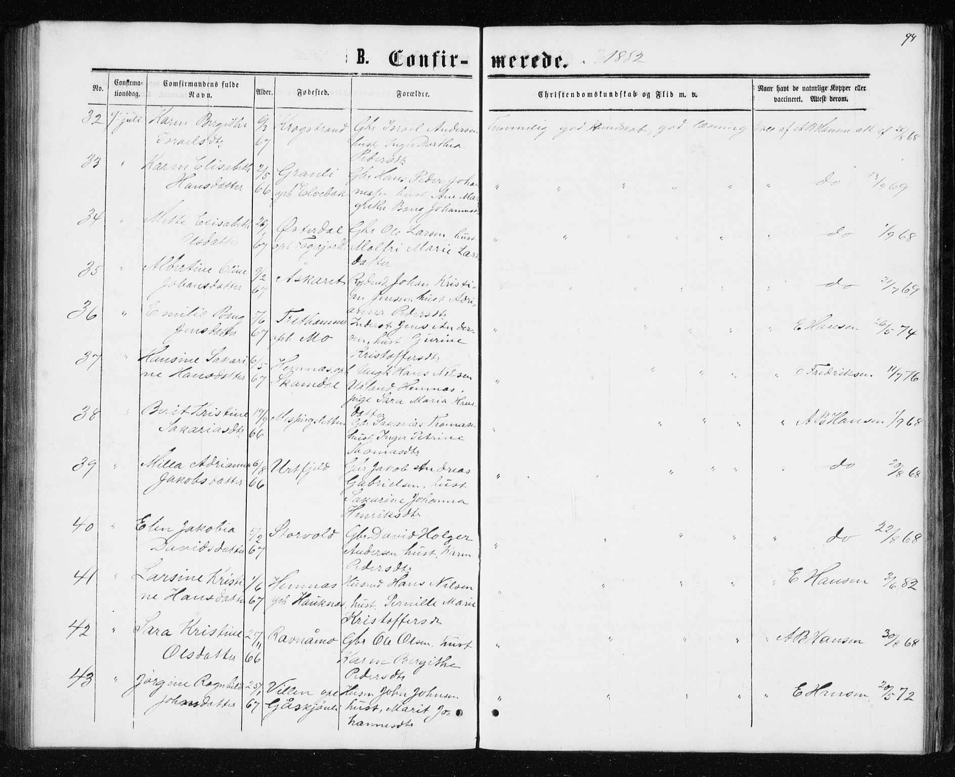 Ministerialprotokoller, klokkerbøker og fødselsregistre - Nordland, AV/SAT-A-1459/827/L0416: Parish register (copy) no. 827C05, 1865-1886, p. 94