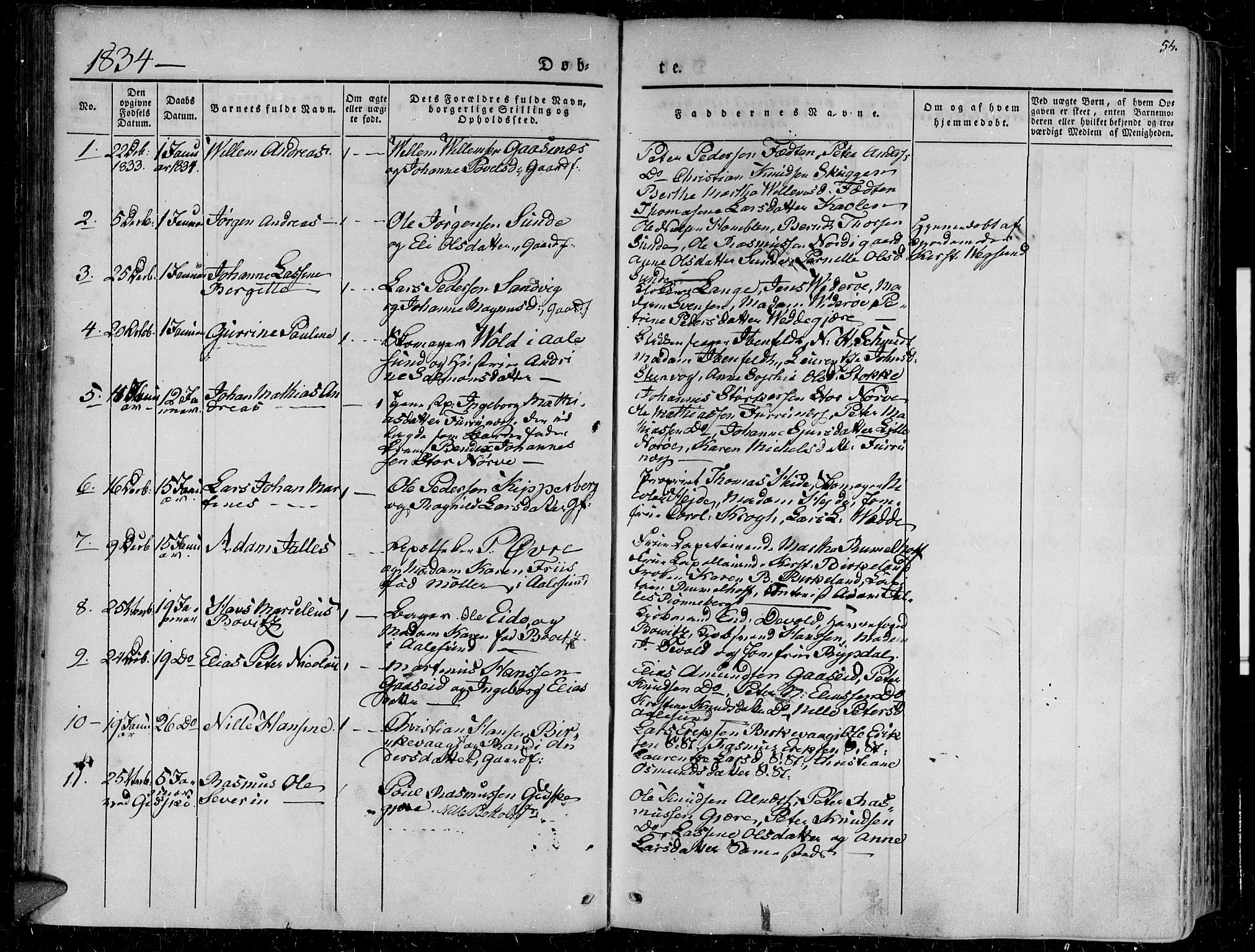 Ministerialprotokoller, klokkerbøker og fødselsregistre - Møre og Romsdal, AV/SAT-A-1454/528/L0395: Parish register (official) no. 528A06, 1828-1839, p. 54