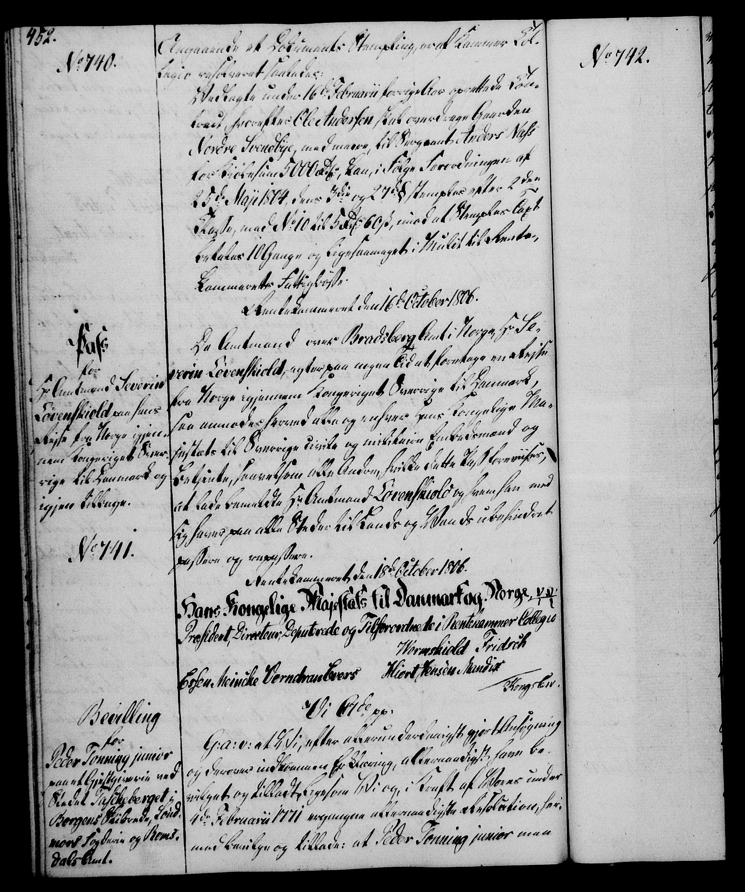 Rentekammeret, Kammerkanselliet, RA/EA-3111/G/Gg/Gga/L0018: Norsk ekspedisjonsprotokoll med register (merket RK 53.18), 1804-1806, p. 452