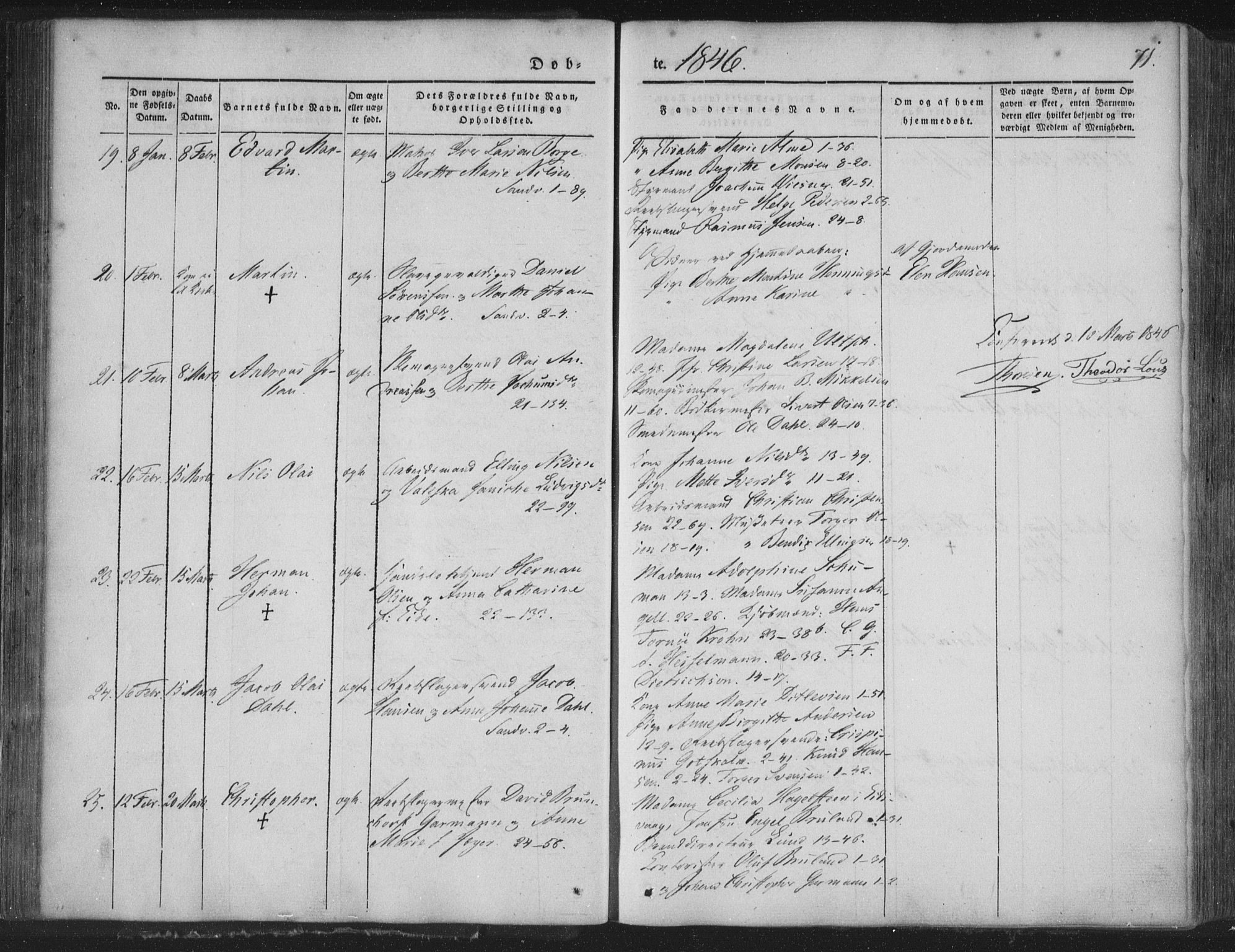 Korskirken sokneprestembete, AV/SAB-A-76101/H/Haa/L0016: Parish register (official) no. B 2, 1841-1851, p. 71