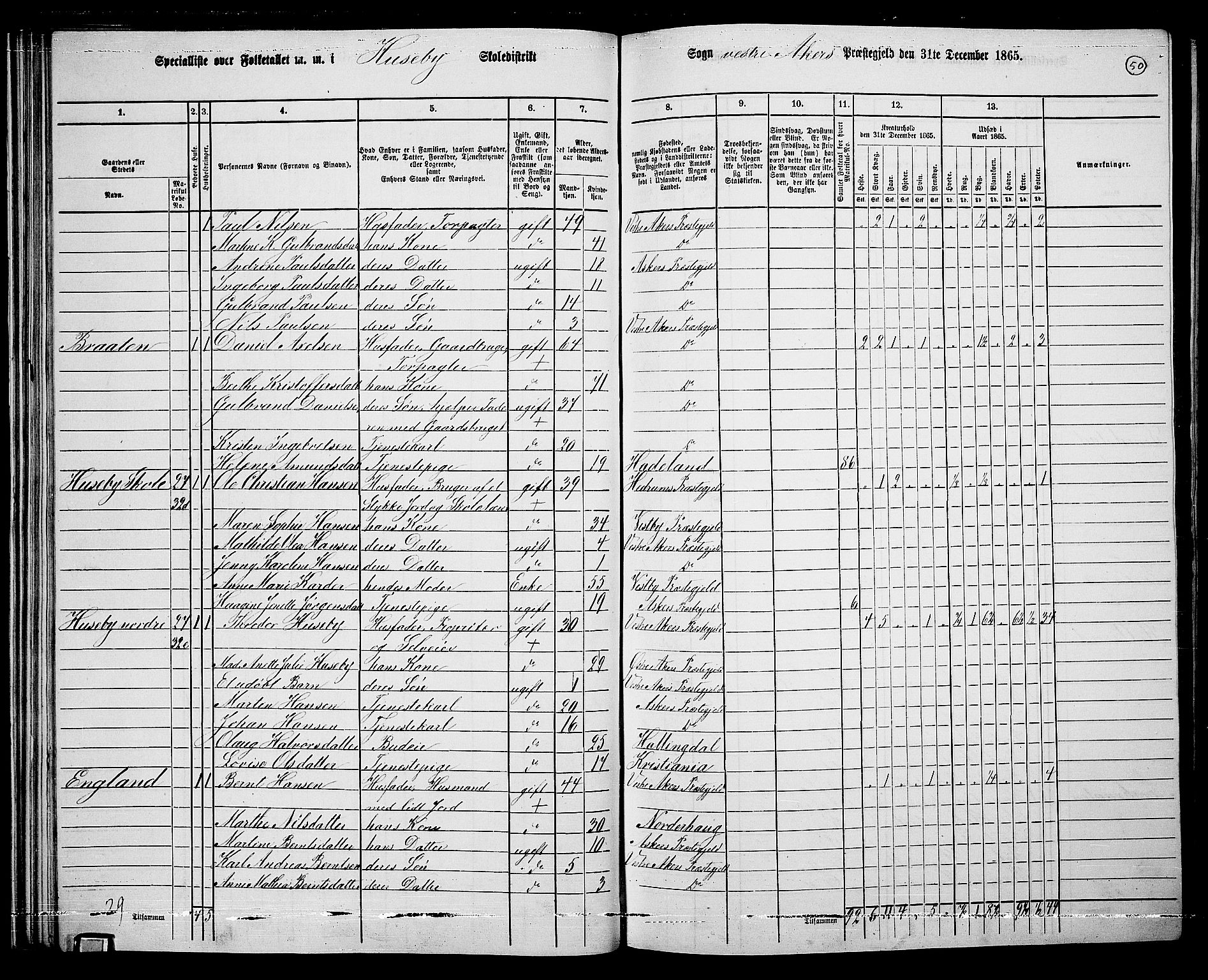 RA, 1865 census for Vestre Aker, 1865, p. 223