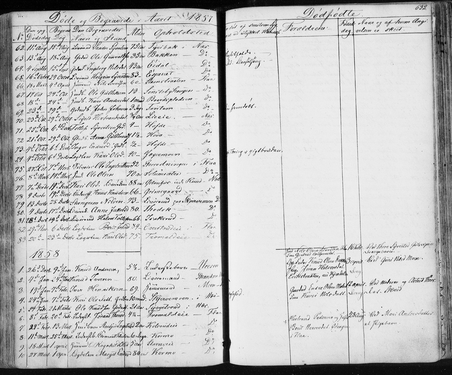 Nes kirkebøker, AV/SAKO-A-236/F/Fa/L0009: Parish register (official) no. 9, 1834-1863, p. 632