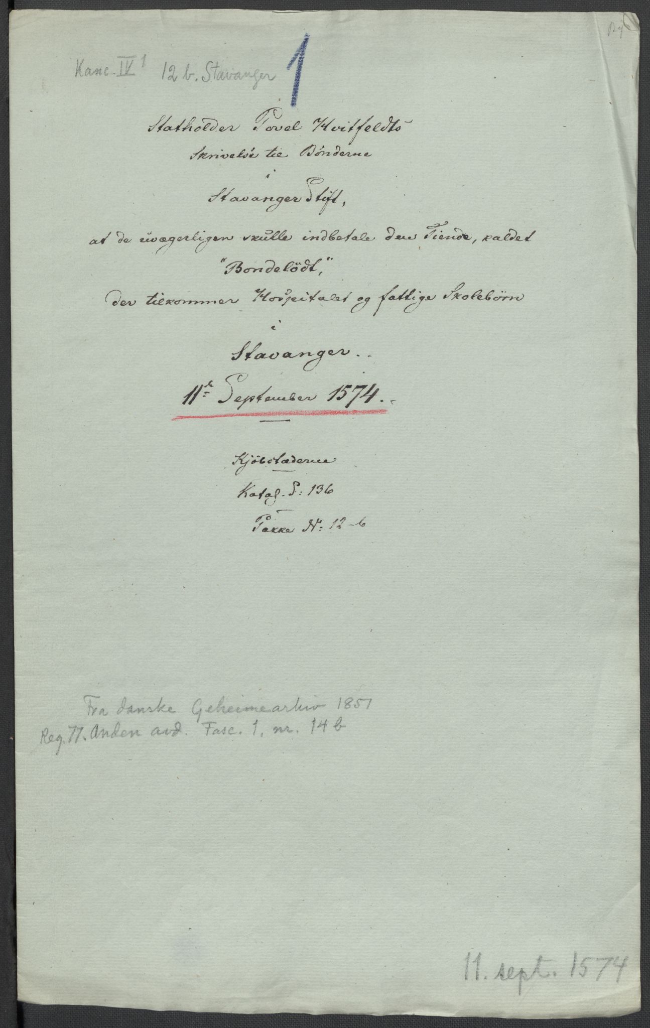 Riksarkivets diplomsamling, RA/EA-5965/F02/L0077: Dokumenter, 1574, p. 53