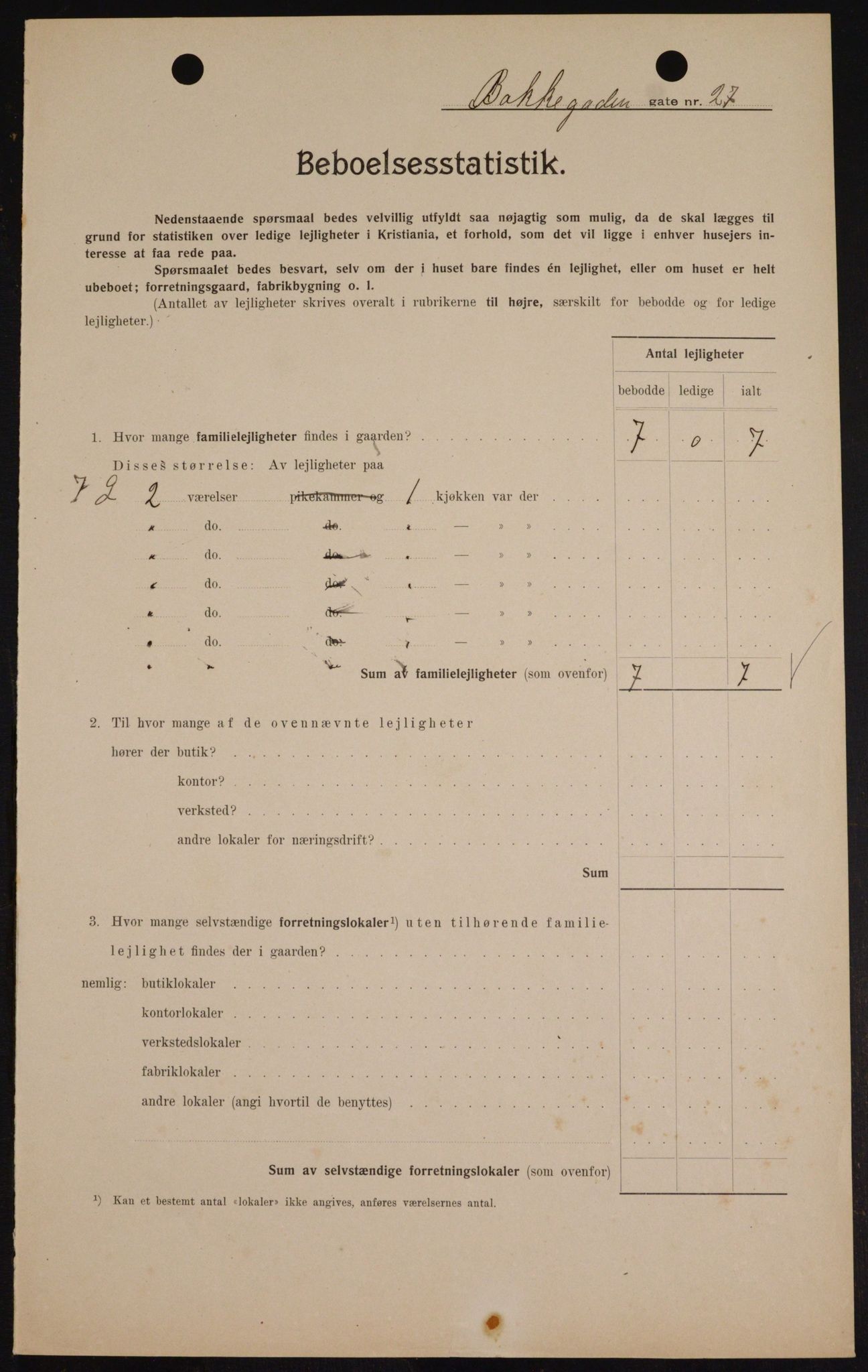 OBA, Municipal Census 1909 for Kristiania, 1909, p. 2791