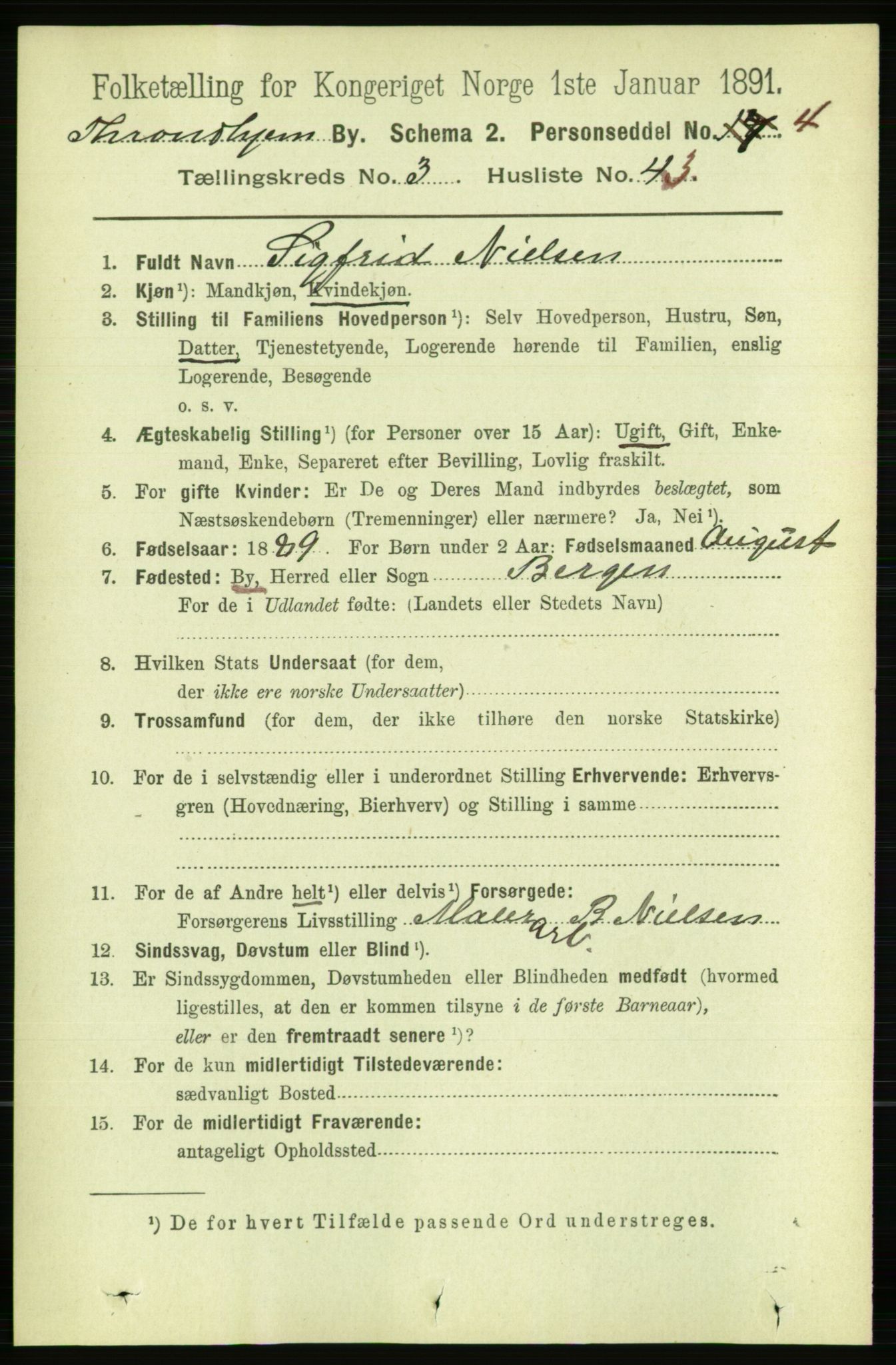 RA, 1891 census for 1601 Trondheim, 1891, p. 4297