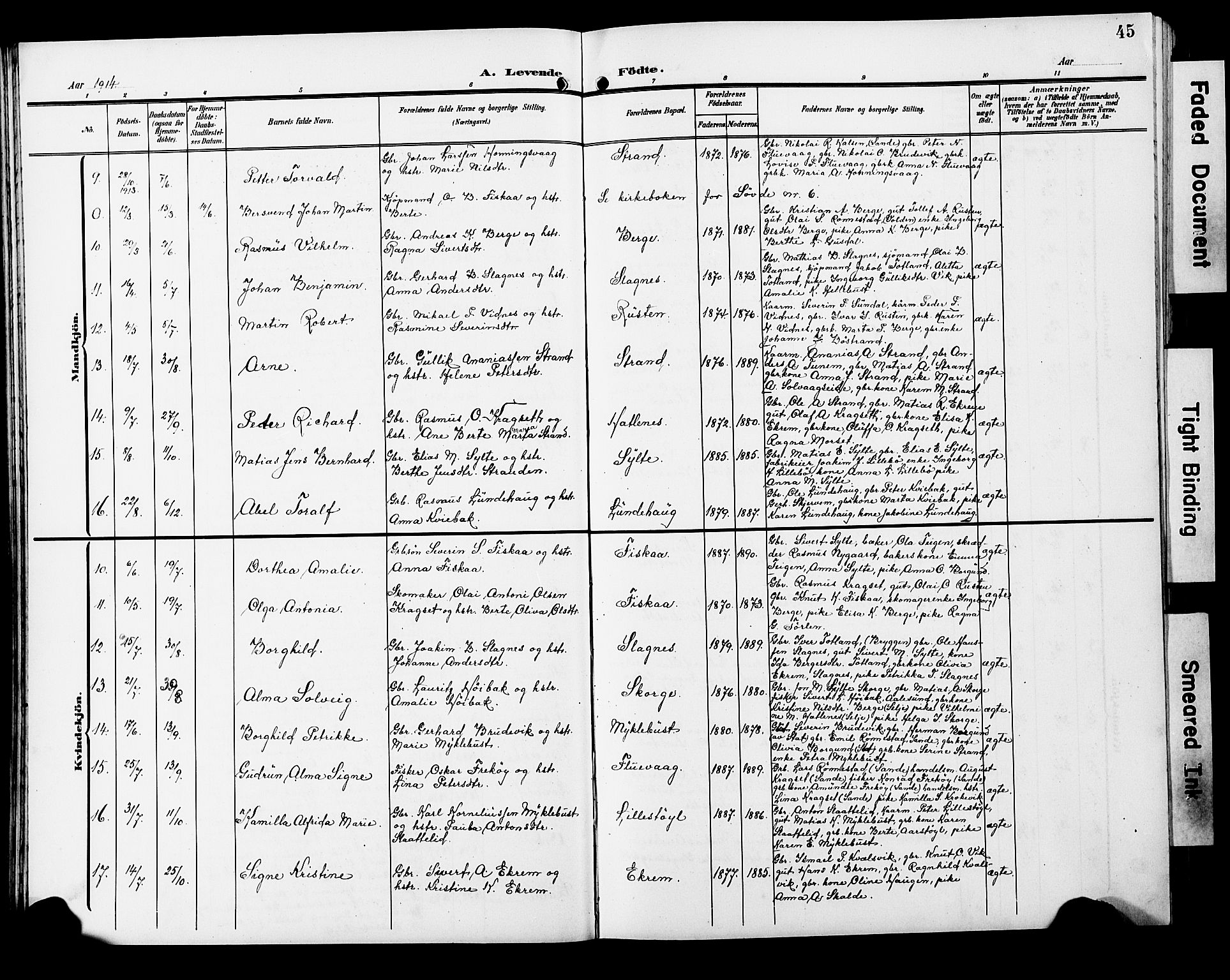 Ministerialprotokoller, klokkerbøker og fødselsregistre - Møre og Romsdal, SAT/A-1454/501/L0018: Parish register (copy) no. 501C04, 1902-1930, p. 45