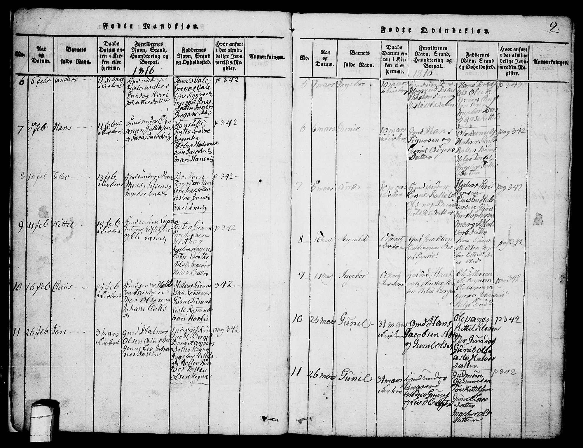 Sauherad kirkebøker, SAKO/A-298/G/Ga/L0001: Parish register (copy) no. I 1, 1815-1827, p. 9