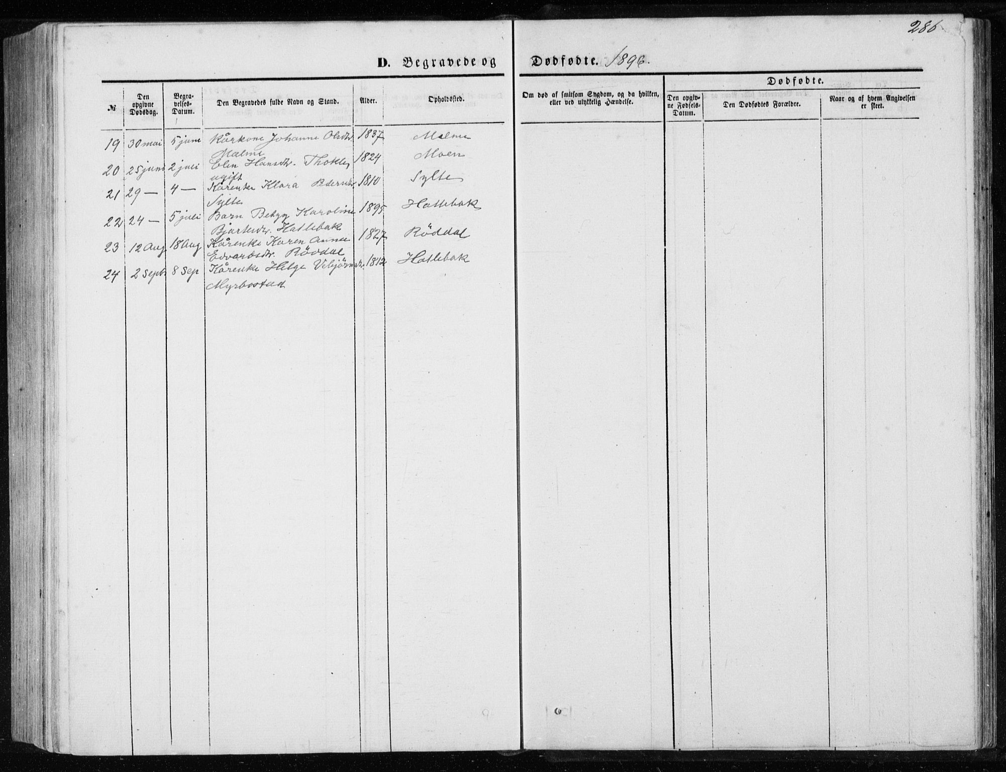 Ministerialprotokoller, klokkerbøker og fødselsregistre - Møre og Romsdal, AV/SAT-A-1454/565/L0754: Parish register (copy) no. 565C03, 1870-1896, p. 286